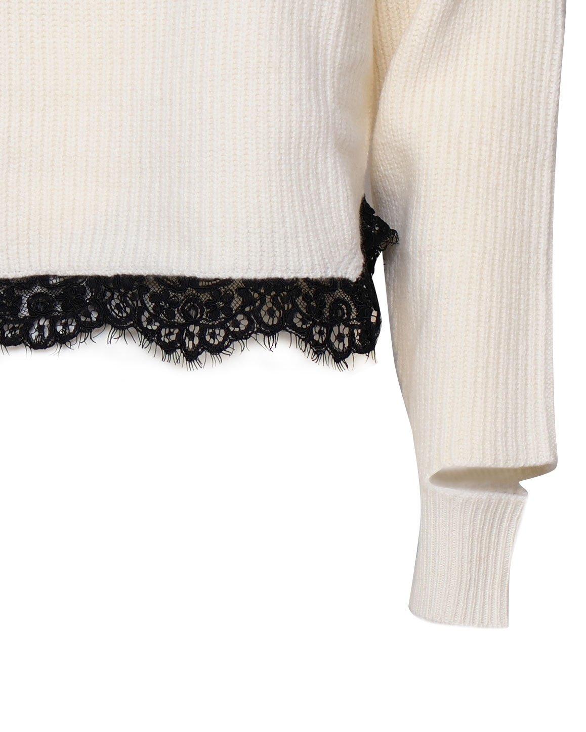 Shop Pinko Lace Hem Cut-out Jumper In White