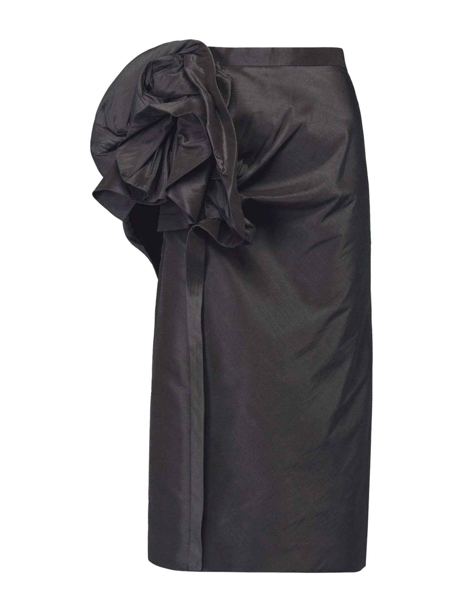 Maison Margiela Ladies Black Floral-detail Midi Skirt In Black