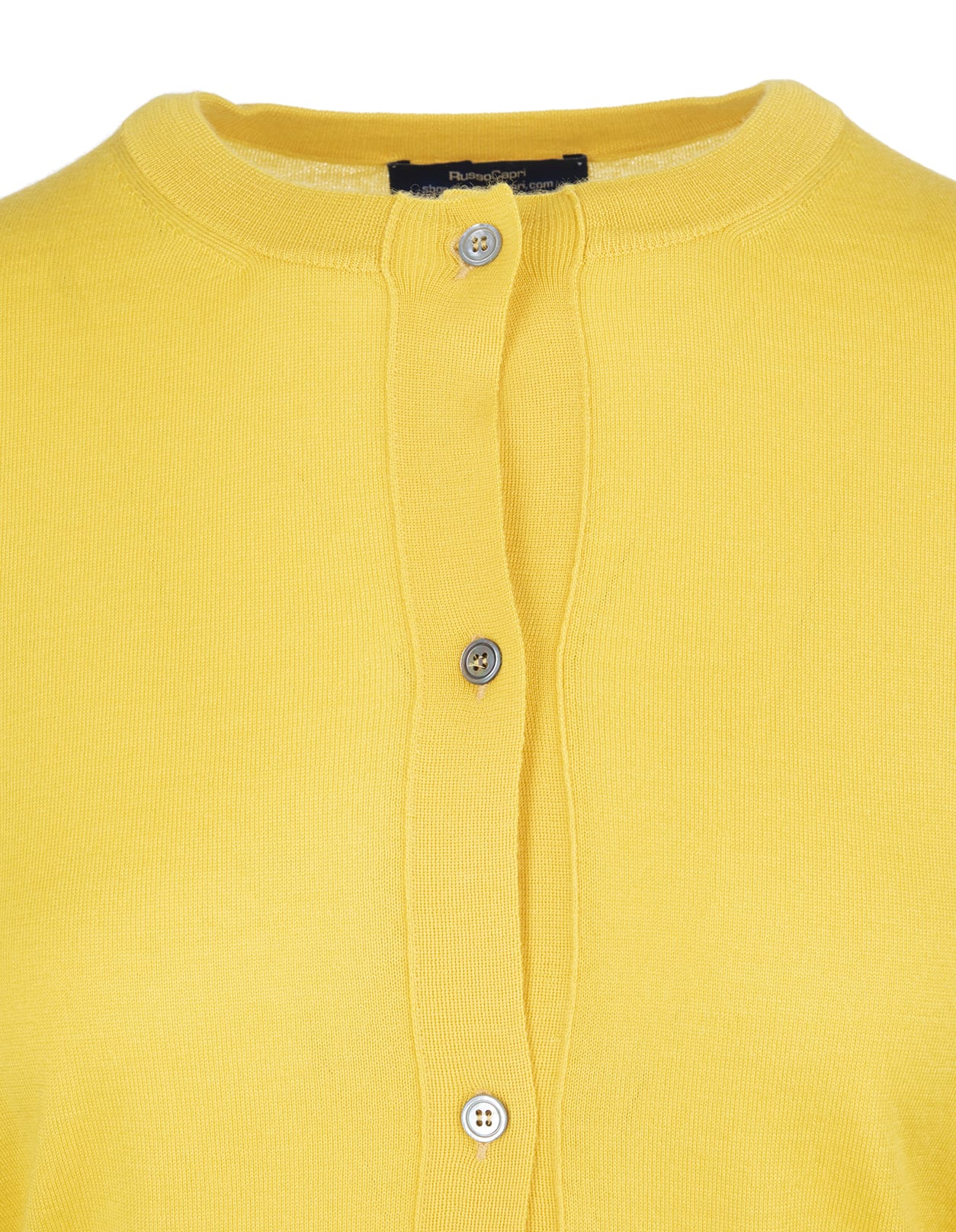 FEDELI FEDELI YELLOW CARDIGAN WITH ROUND