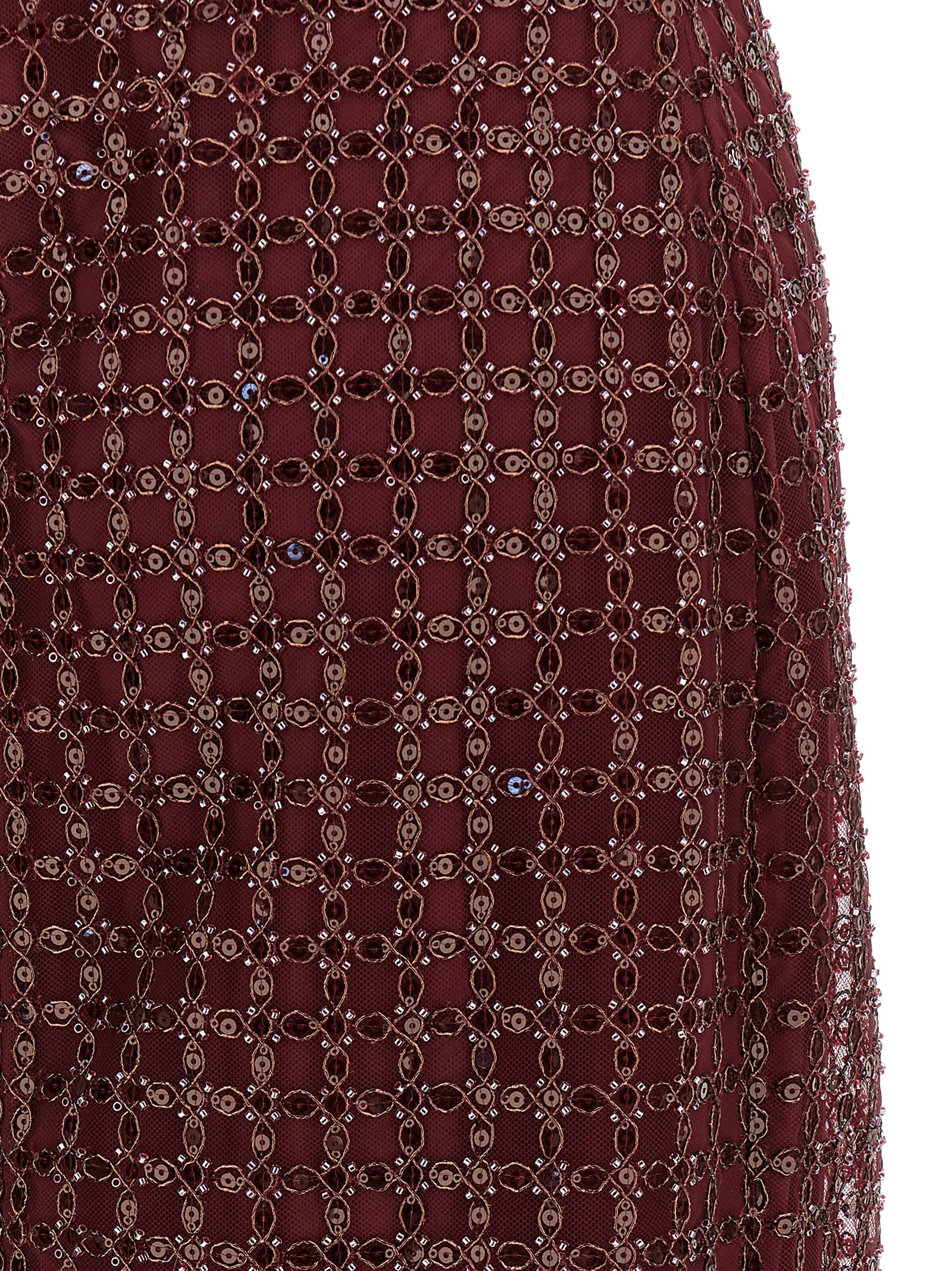 Rotate Birger Christensen Rotate Floor-length Burgundy Strapless Evening Dress With Sequined Detailing In Red