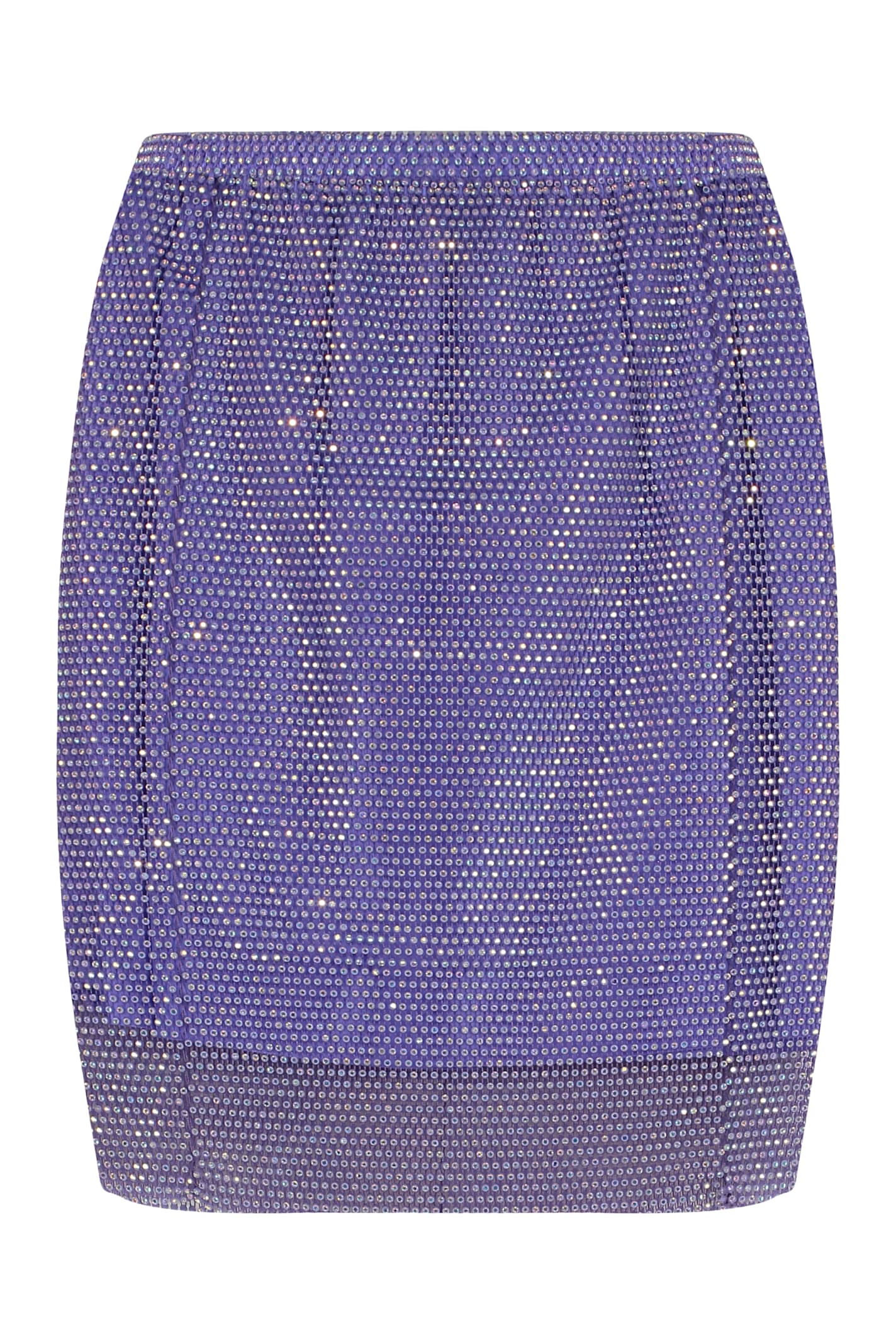 Santa Rhinestone Embellished Netted Mini Skirt In Purple