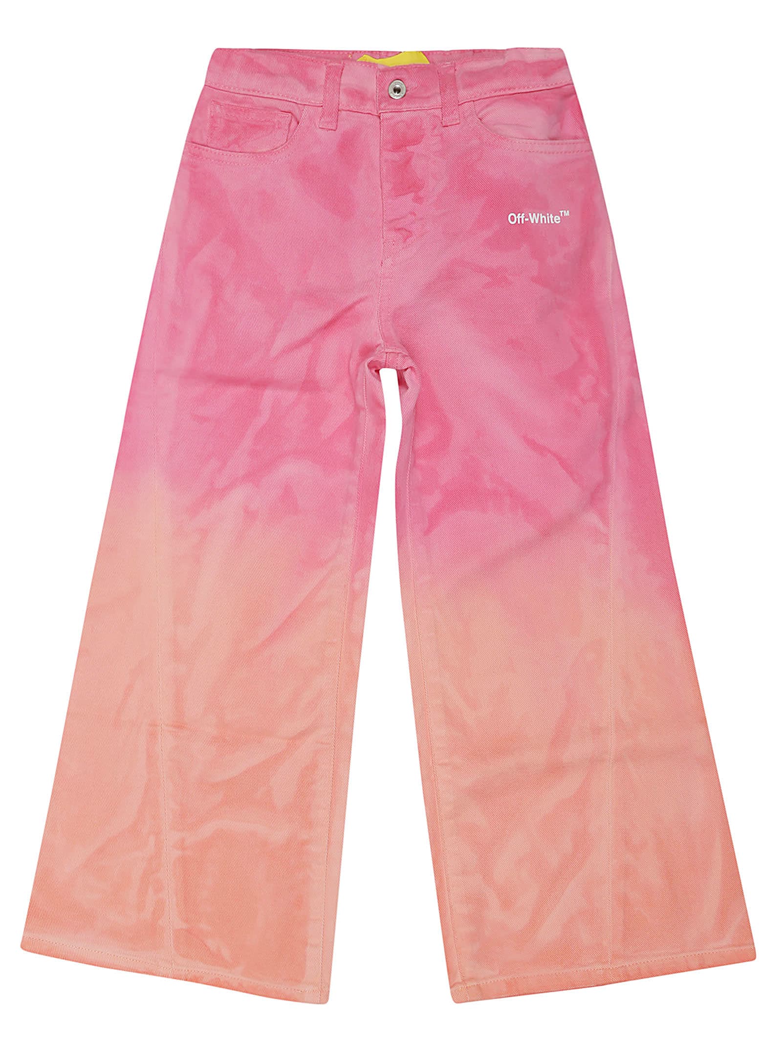 Off-white Helvetica Faded Wide Leg Trousers In Faded Whit