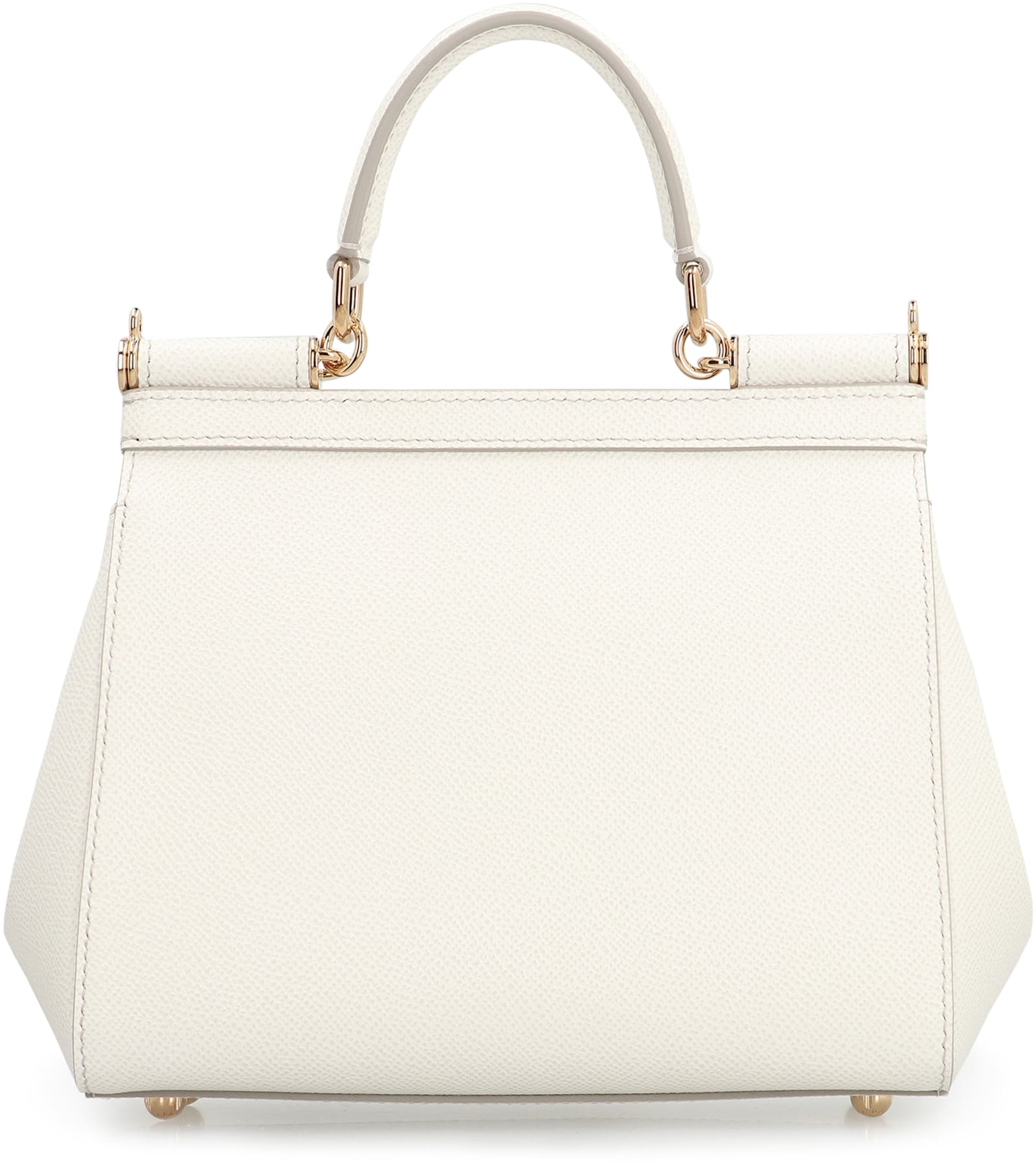 Dolce & Gabbana Sicily Media Leather Handbag In White