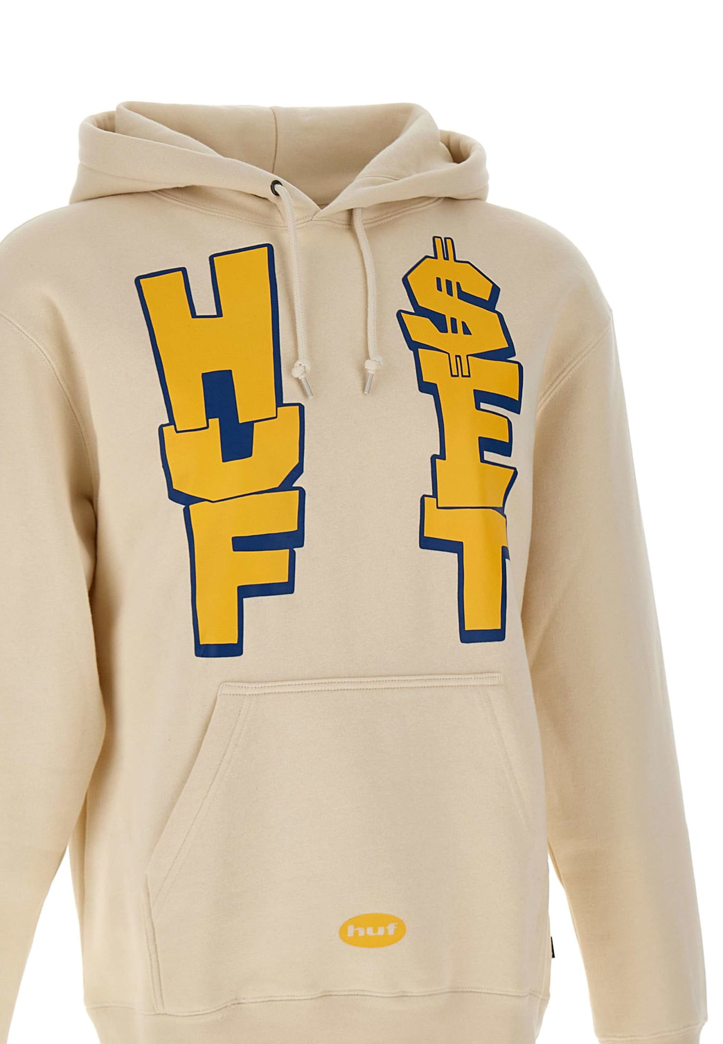Shop Huf Anthem P/o Hodiee Cotton Sweatshirt In Beige