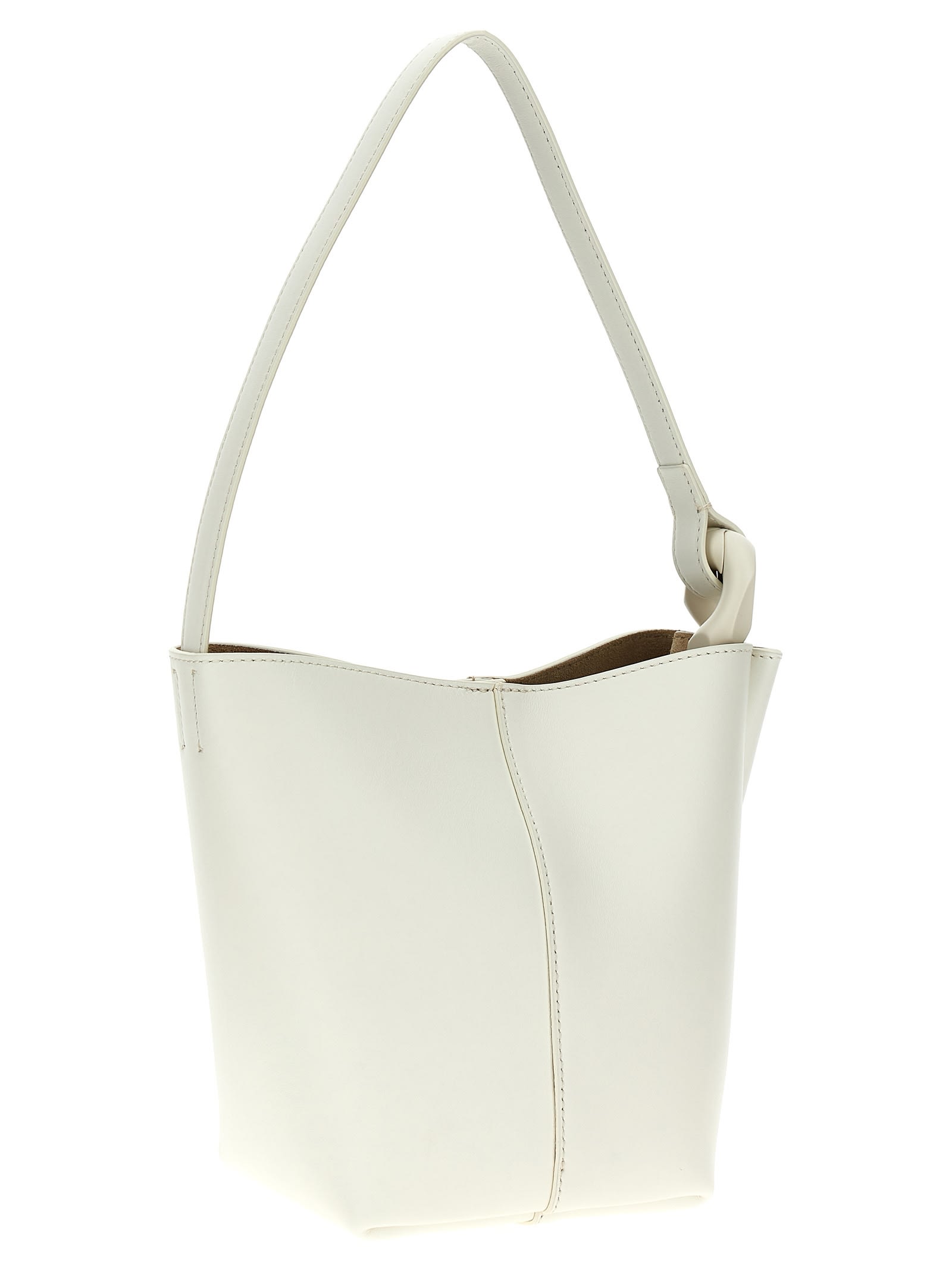 Jw Anderson The Jwa Corner Small Bucket Handbag In Off White