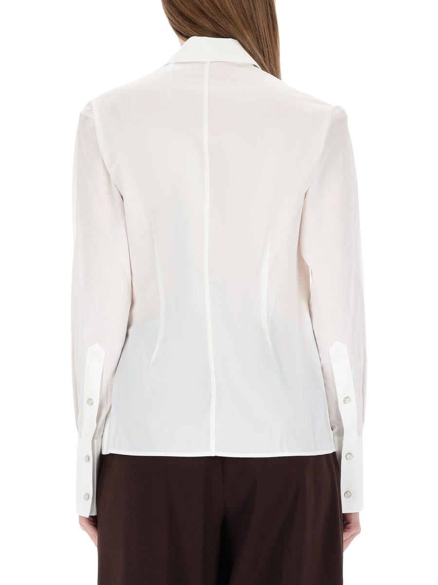 Helmut Lang Long Sleeve Wrap Top With Collared Neck In White