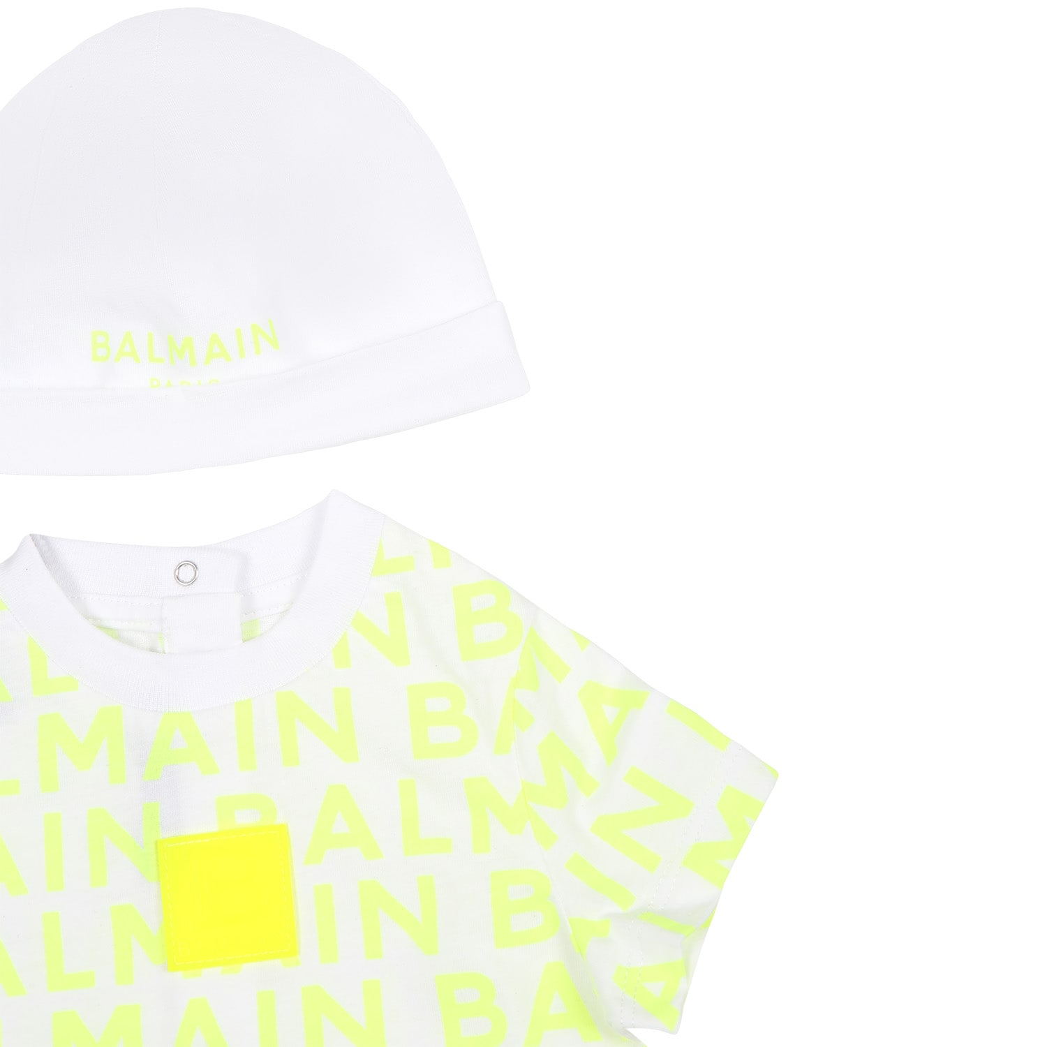 Shop Balmain Yellow Set For Babykids With Logo