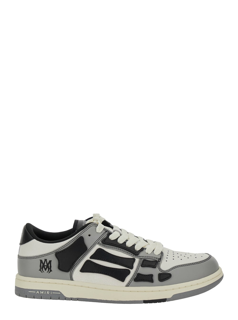 skel Top Low Grey Sneakers With Logo Patch On Thetongue And Contrasting Details On The Side In Leather Man