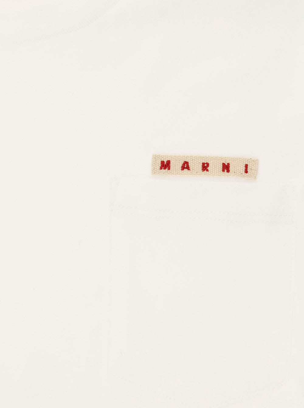 Shop Marni White Crewneck T-shirt With Logo Patch In Cotton Boy