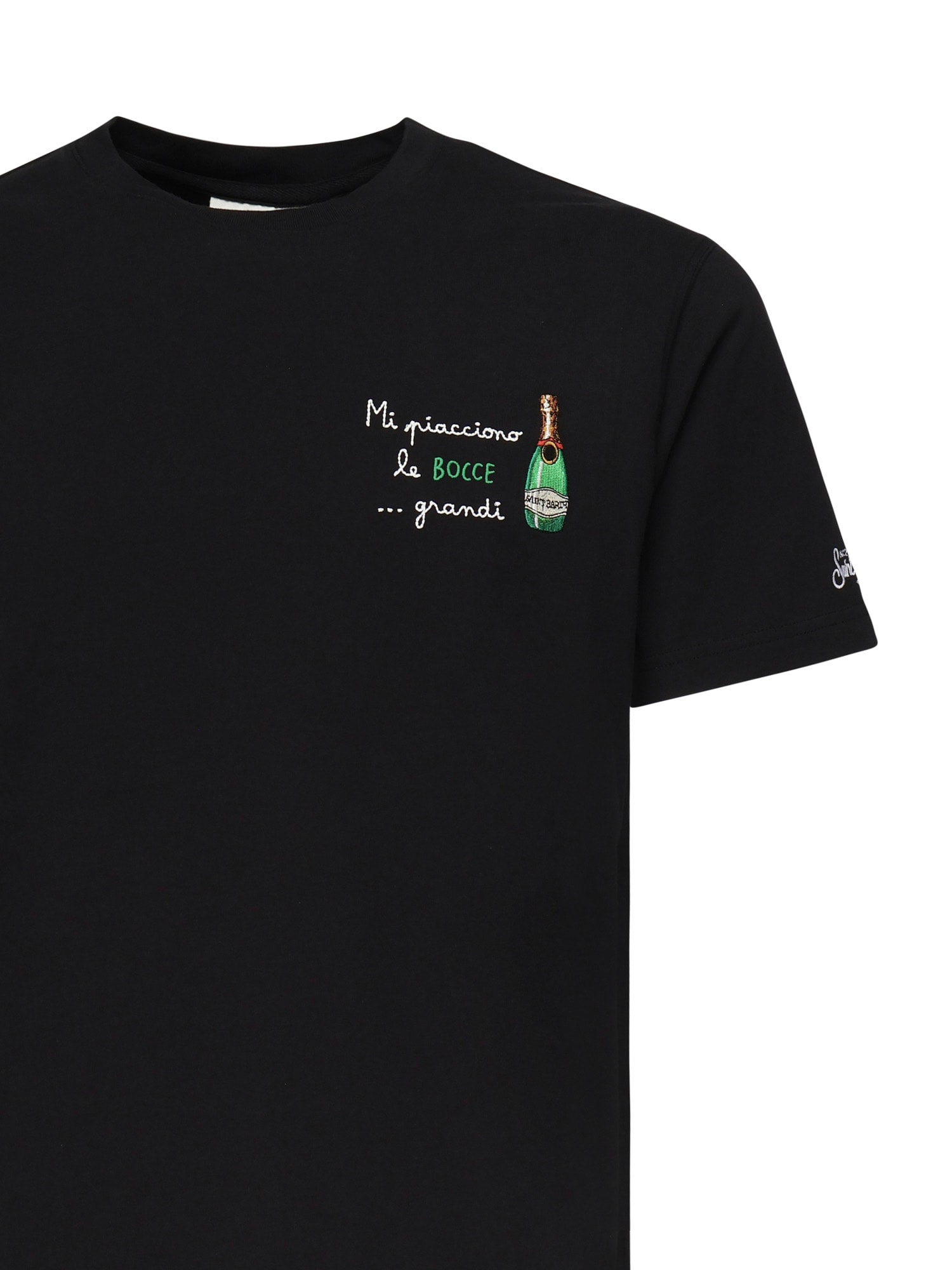 Mc2 Saint Barth Portofino T-shirt With Embroidery In Black