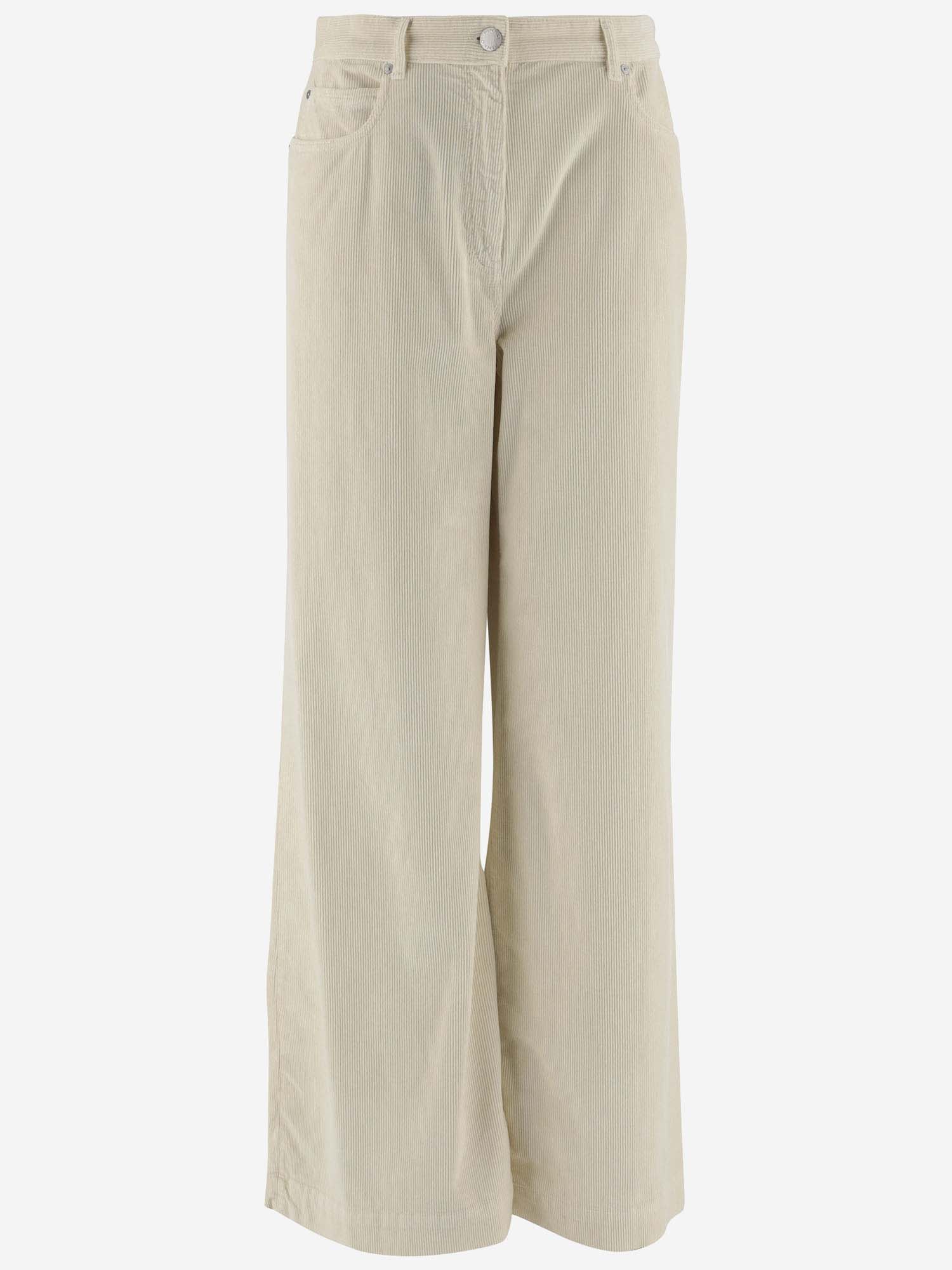 Pinko Cotton Blend Pants In Ivory