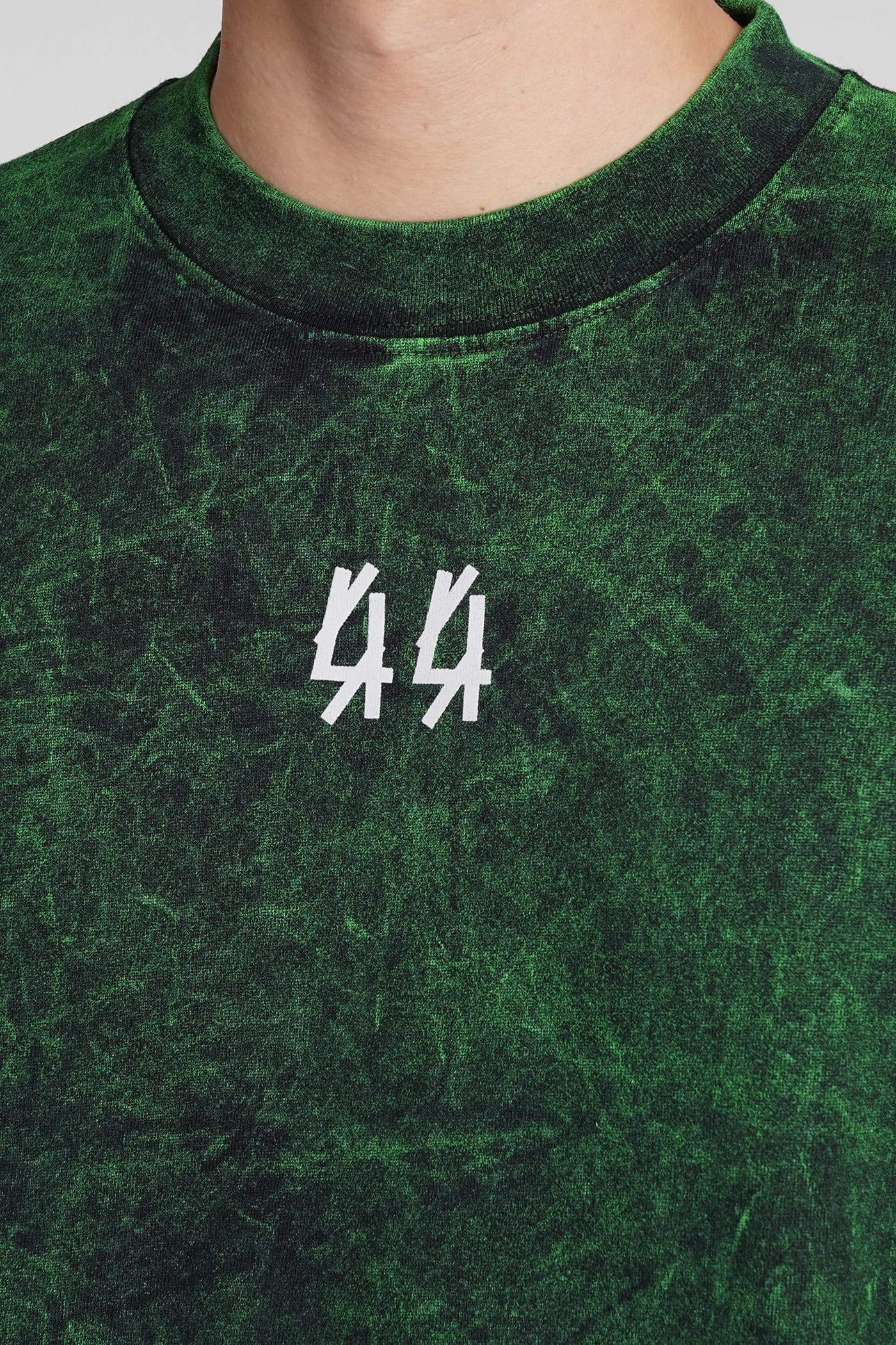 Shop 44 Label Group T-shirt In Green Cotton In Blk+sol.green + 44 Solid