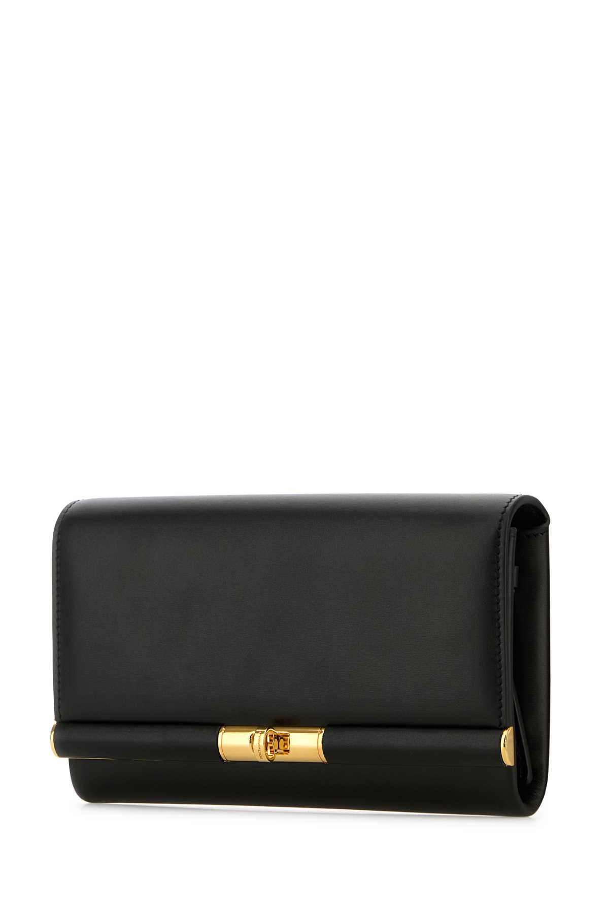 Dolce & Gabbana Black Leather Marlene Clutch In Nero
