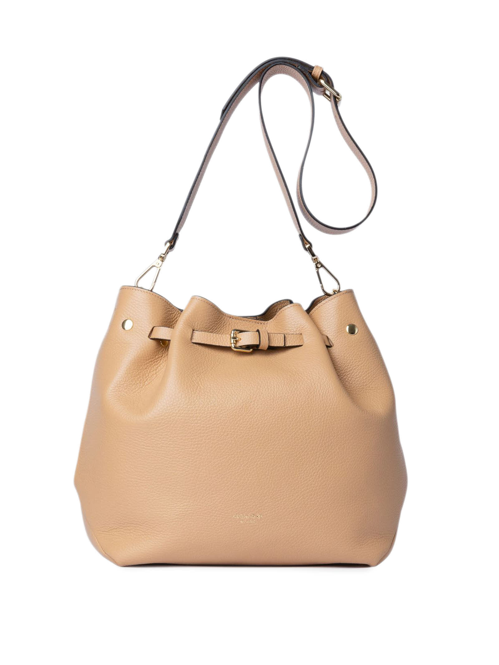 Natalia Beige Leather Bucket Bag