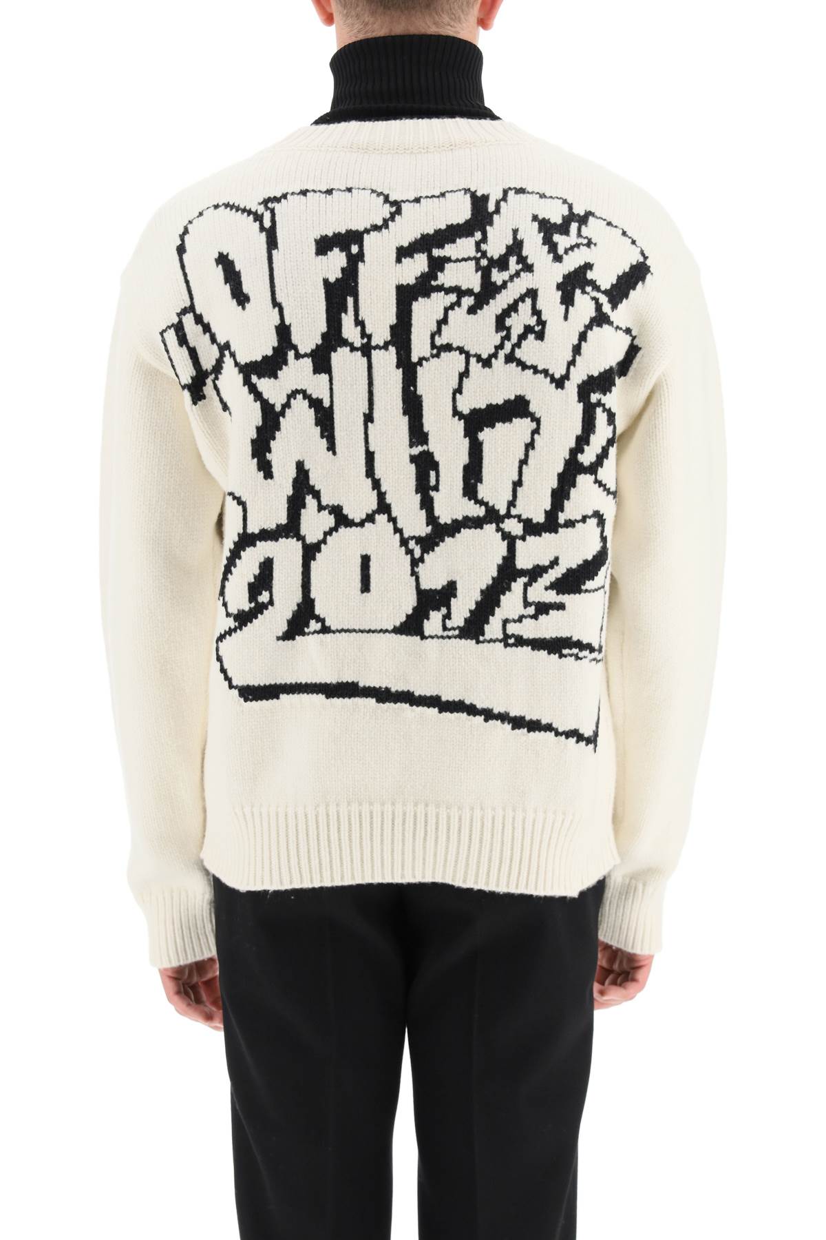Man White Sweater With Graphic Inlay