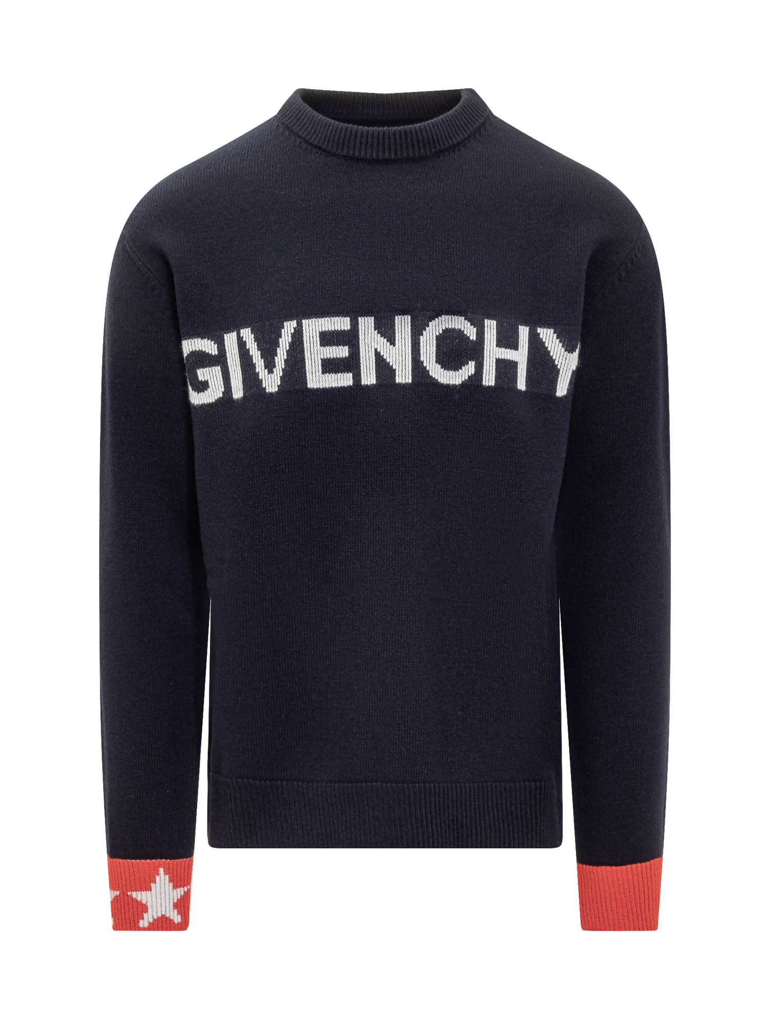 Givenchy Straight Sweater In Navy Red