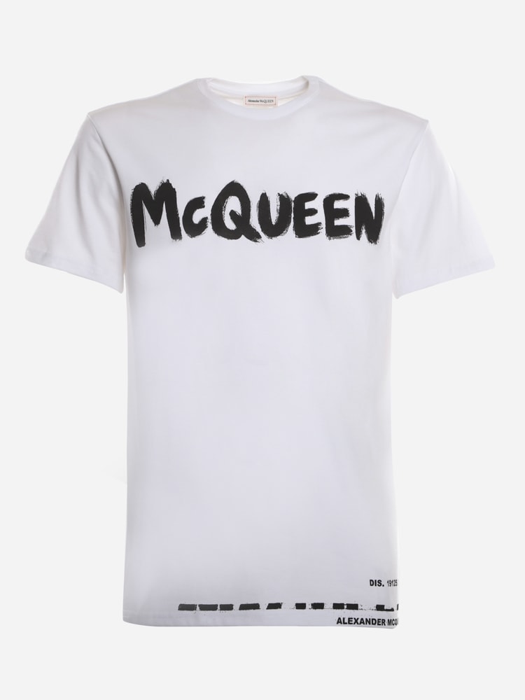 Alexander McQueen Cotton T-shirt With Graffiti Print