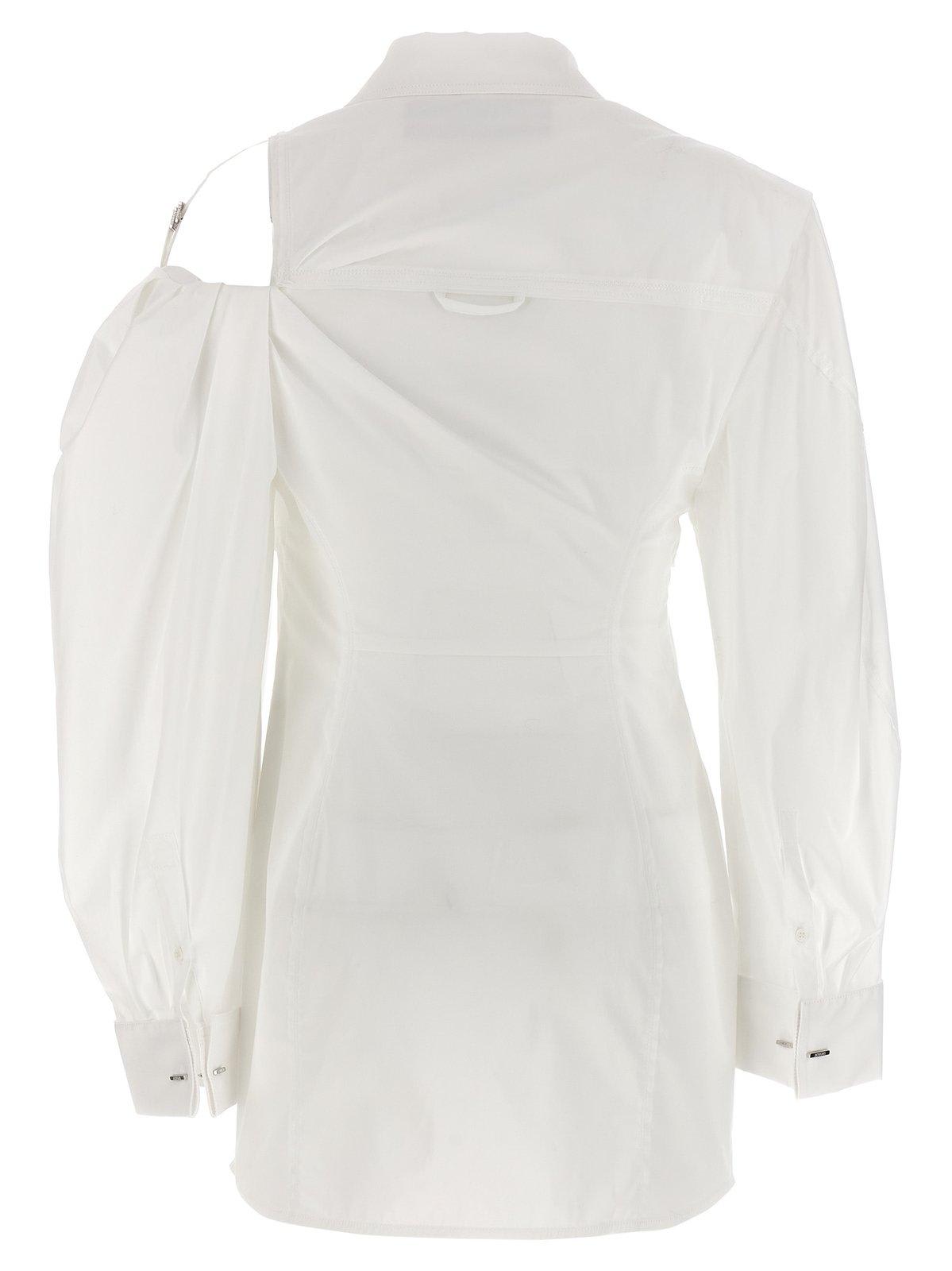 Shop Jacquemus La Robe Galliga Shirt Dress In White
