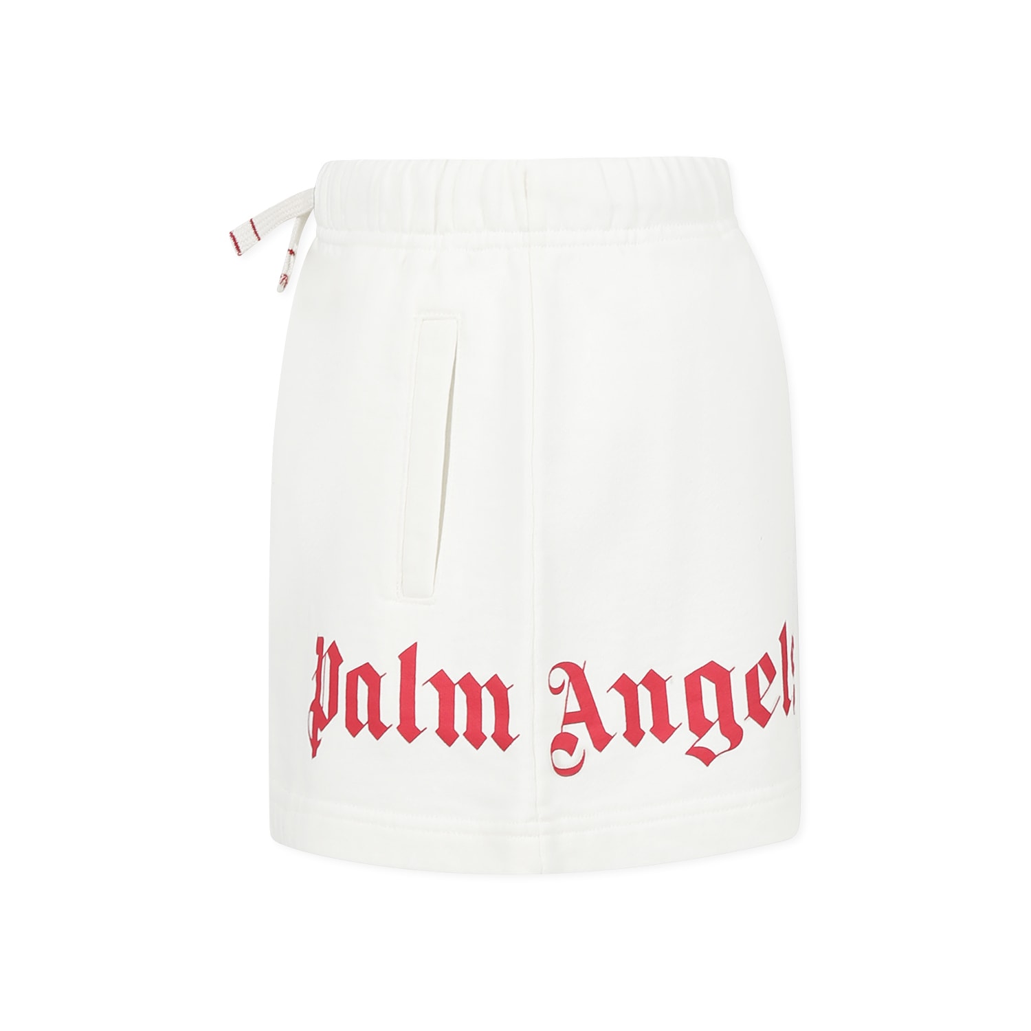 Palm Angels Ivory Skirt For Girl With Logo In Ivory
