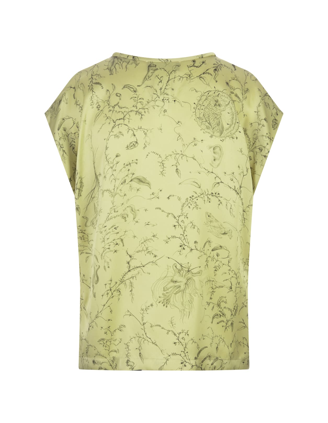 Shop Fabiana Filippi Printed Green Silk Satin Top