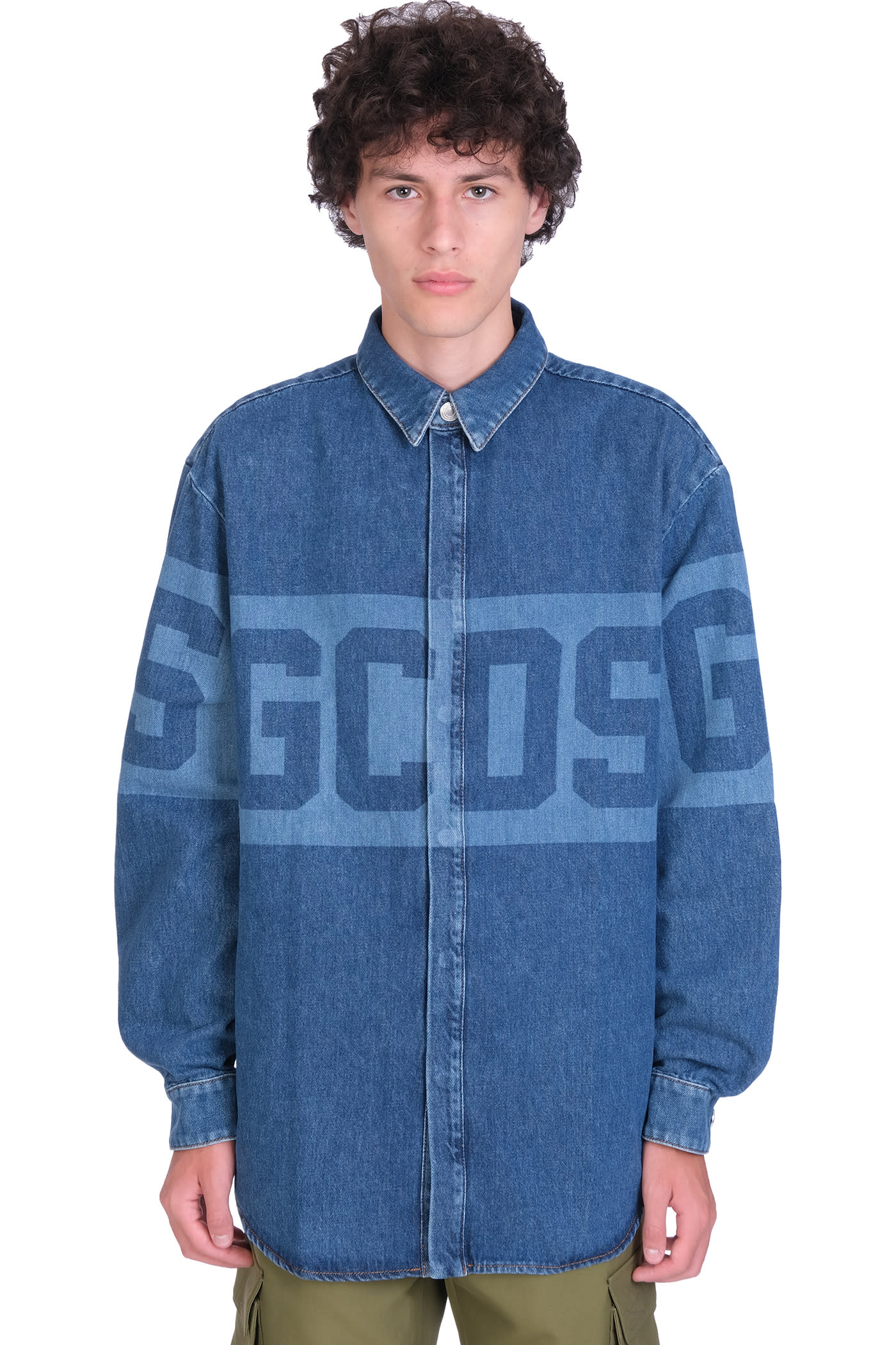GCDS Shirt In Blue Cotton