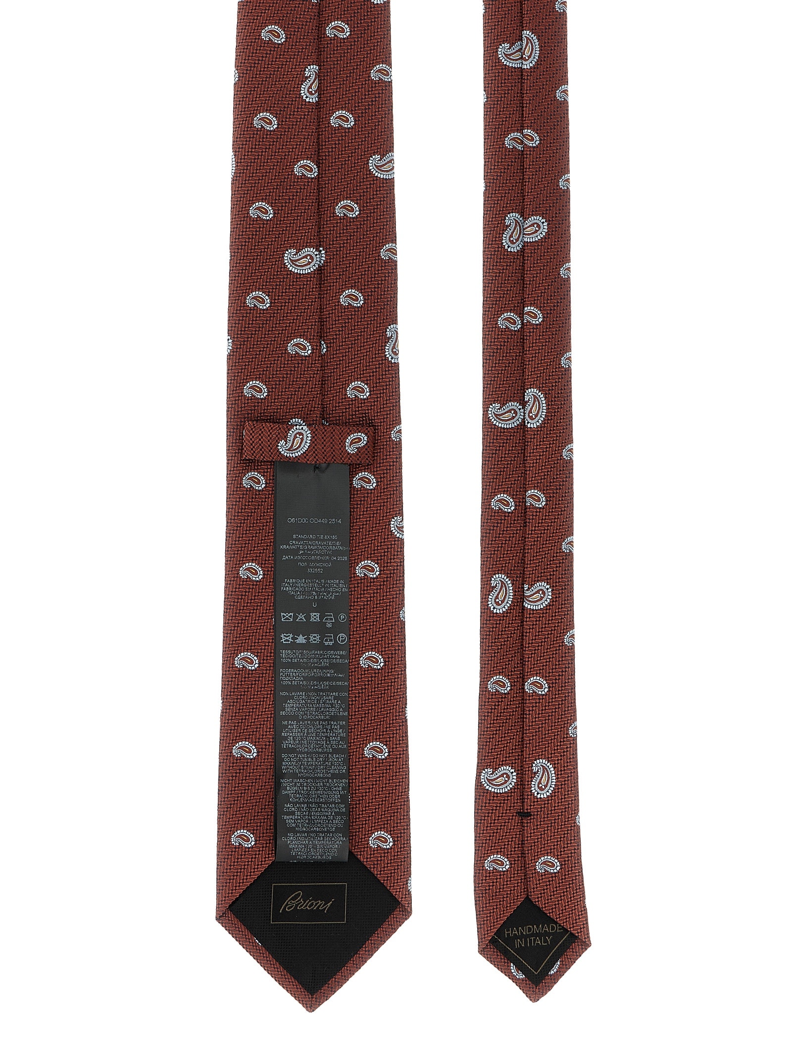 Brioni Slim Paisley Jacquard Tie In Textured Fabric In Brown