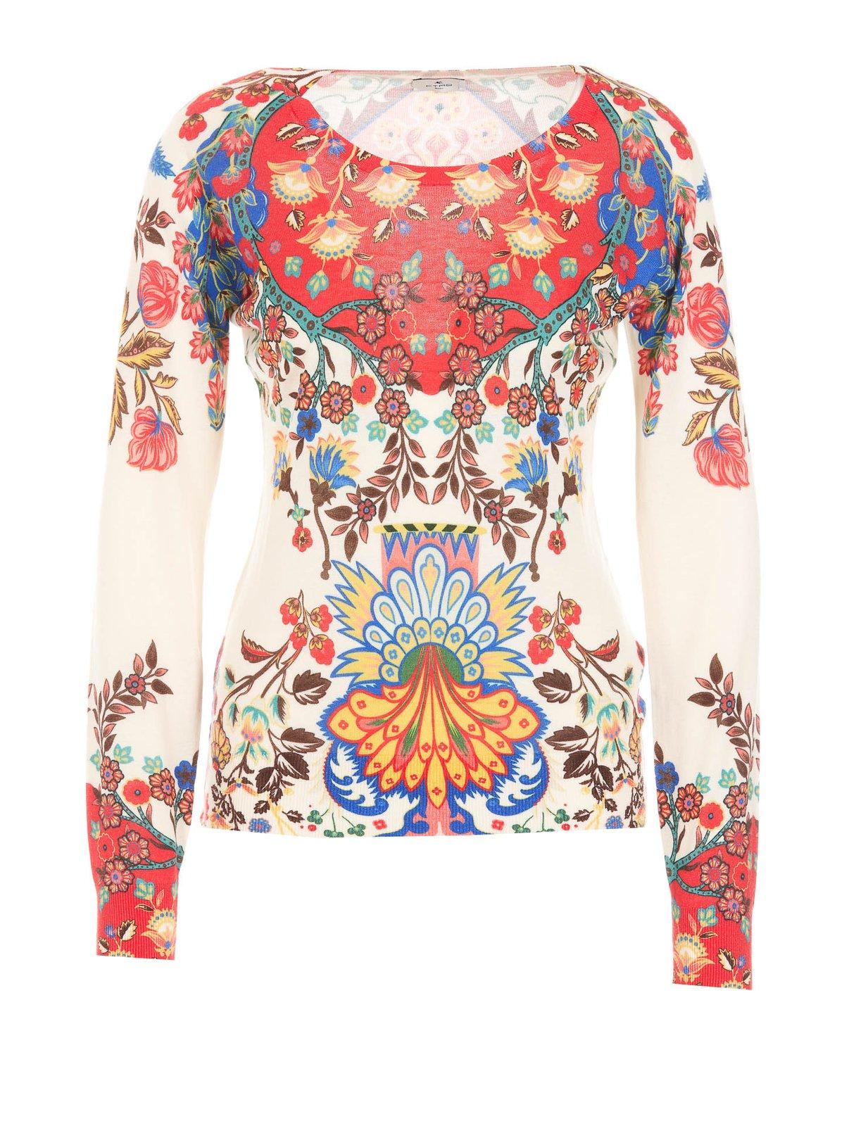 Etro Floral Printed Scoop-neck Knitted Jumper