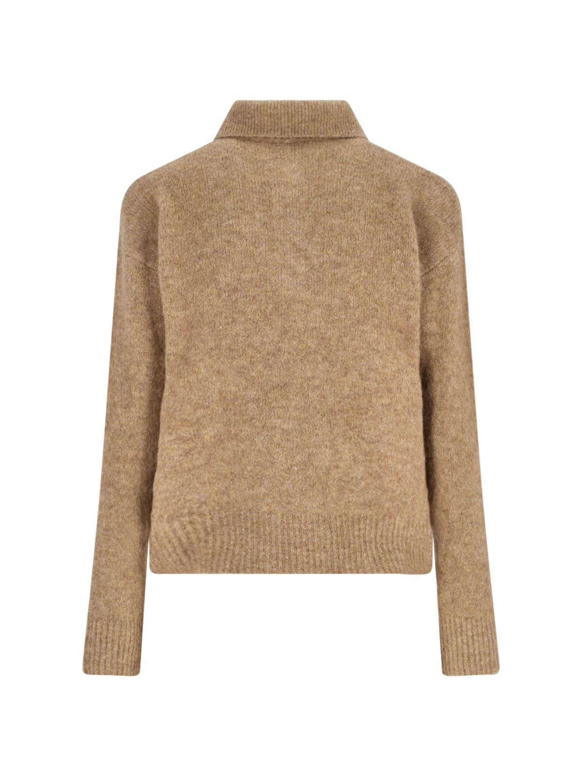 Ami Alexandre Mattiussi Ami Paris Grey Wool And Alpaca Polo Sweater Ami Paris In Brown