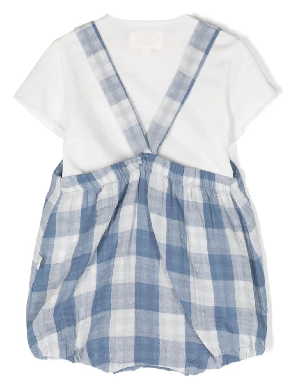 Shop Teddy &amp; Minou Two-piece Set With Dungarees In White And Blue
