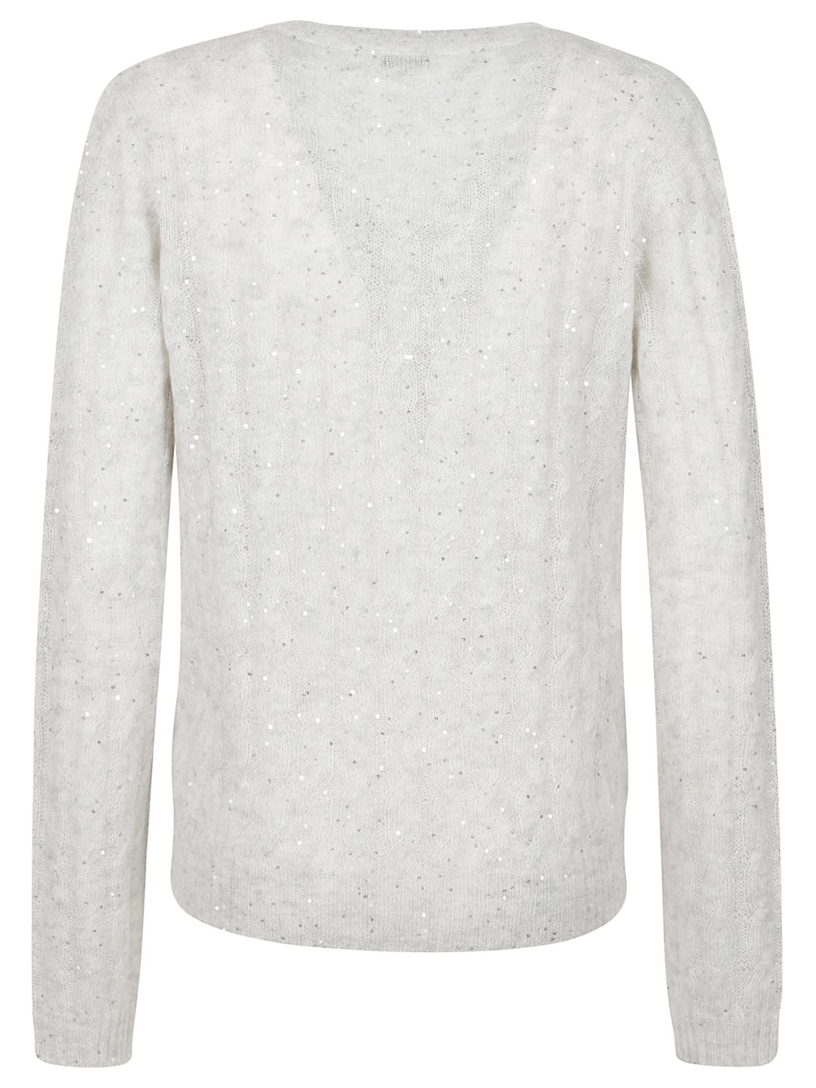 Brunello Cucinelli Light Grey Cable Knit Sweater In Neutral