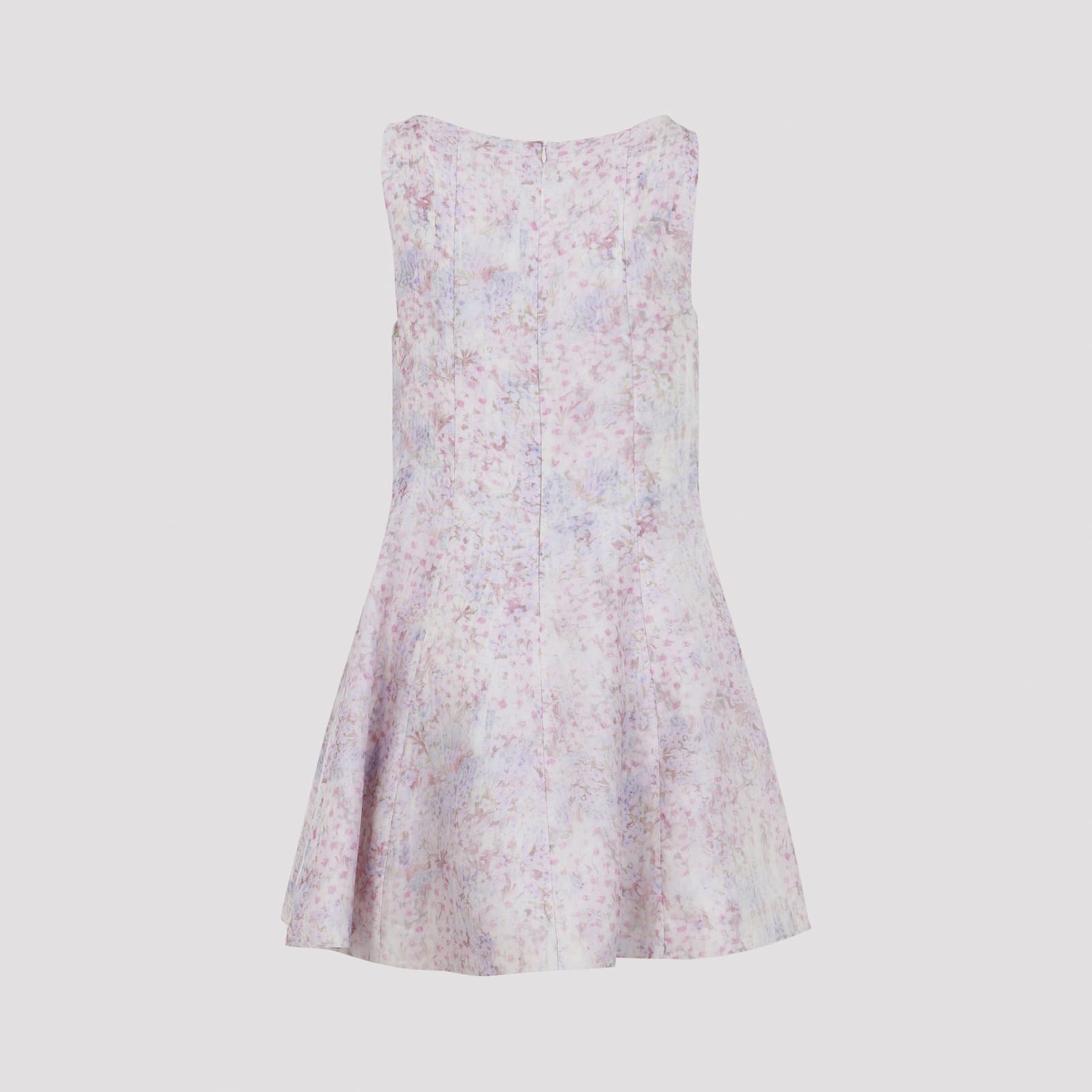 Alberta Ferretti Floral Sleeveless Mini Dress In White