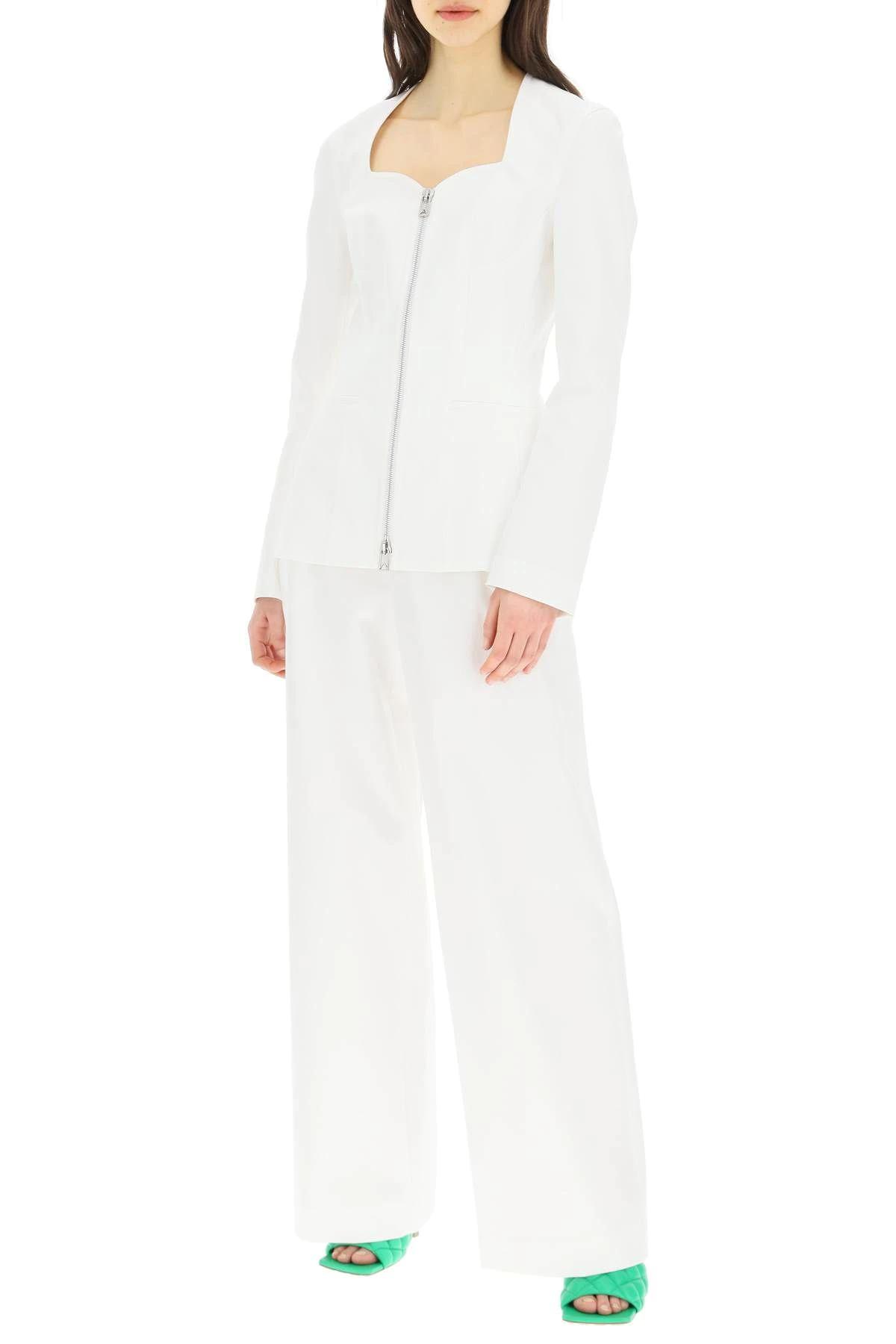 Bottega Veneta Elastic Waist Cotton Wide Legged Pants In White