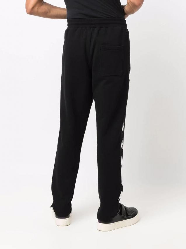 Golden Goose Black Doro Star Collection Jogging Pants With Contrasting White Stars In Nero