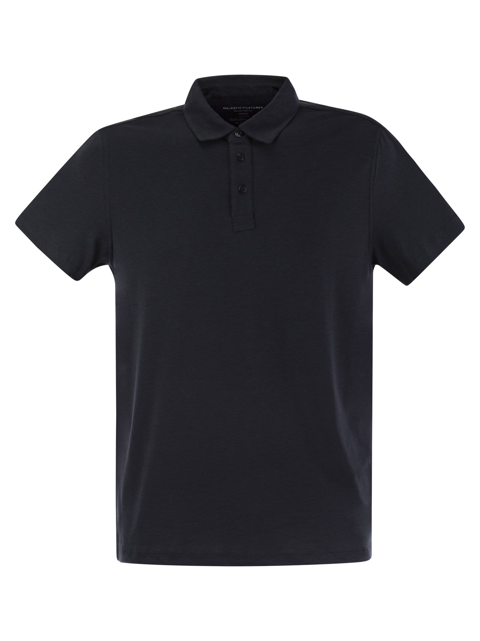 Shop Majestic Short-sleeved Polo Shirt In Lyocell In Blue Marine