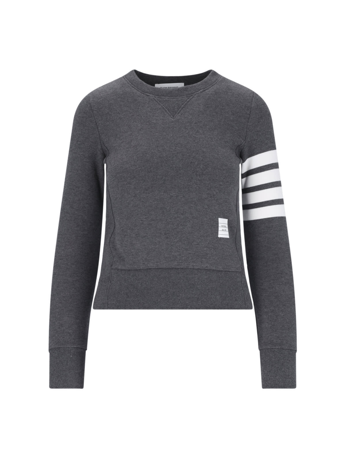 Shop Thom Browne 4-bar Crew Neck Sweatshirt In Dark Grey
