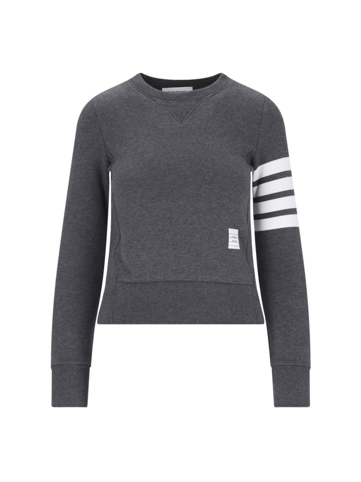 Shop Thom Browne 4-bar Crew Neck Sweatshirt In Gray