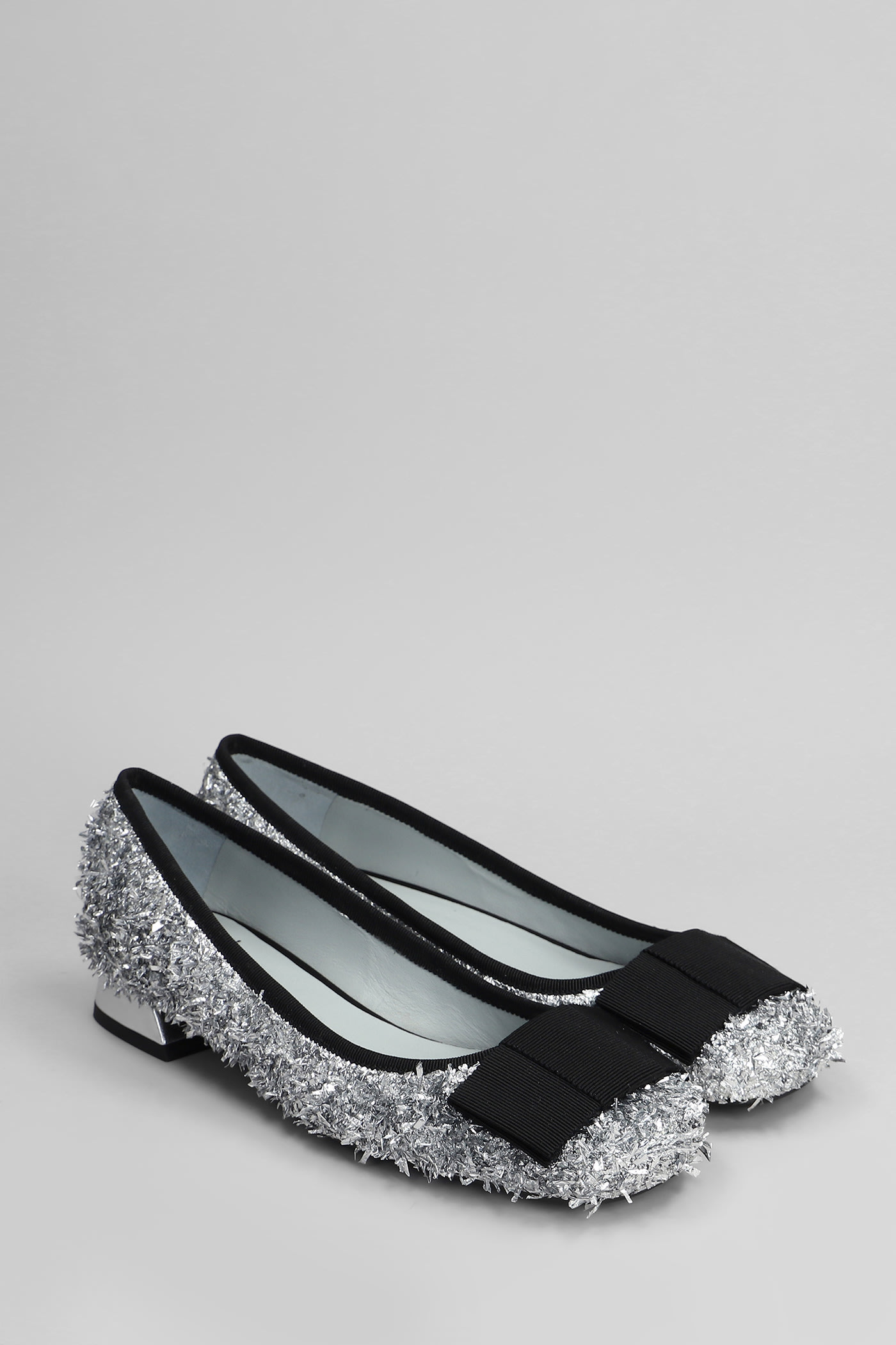 Roberto Festa Sisko Ballet Flats In Silver Leather And Fabric In Silver
