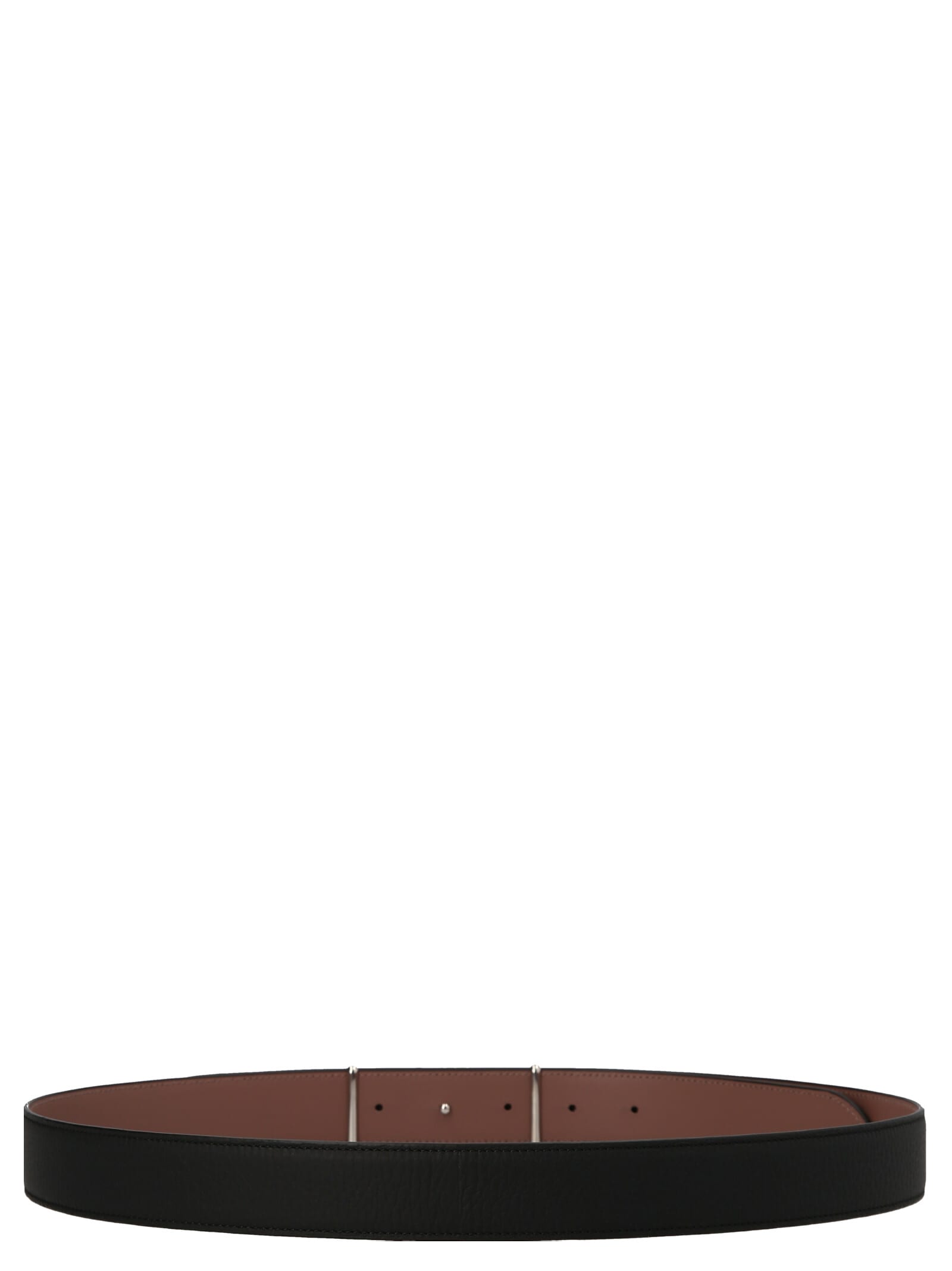 Shop Maison Margiela Logo Plaque Reversible Belt In Brown