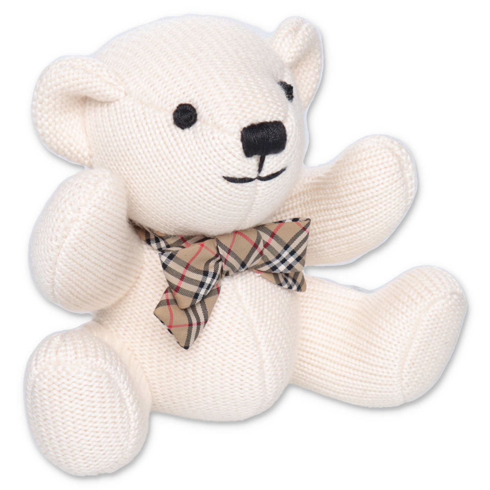 Burberry Peluche Teddy Bear Bianco In Maglia Di Lana