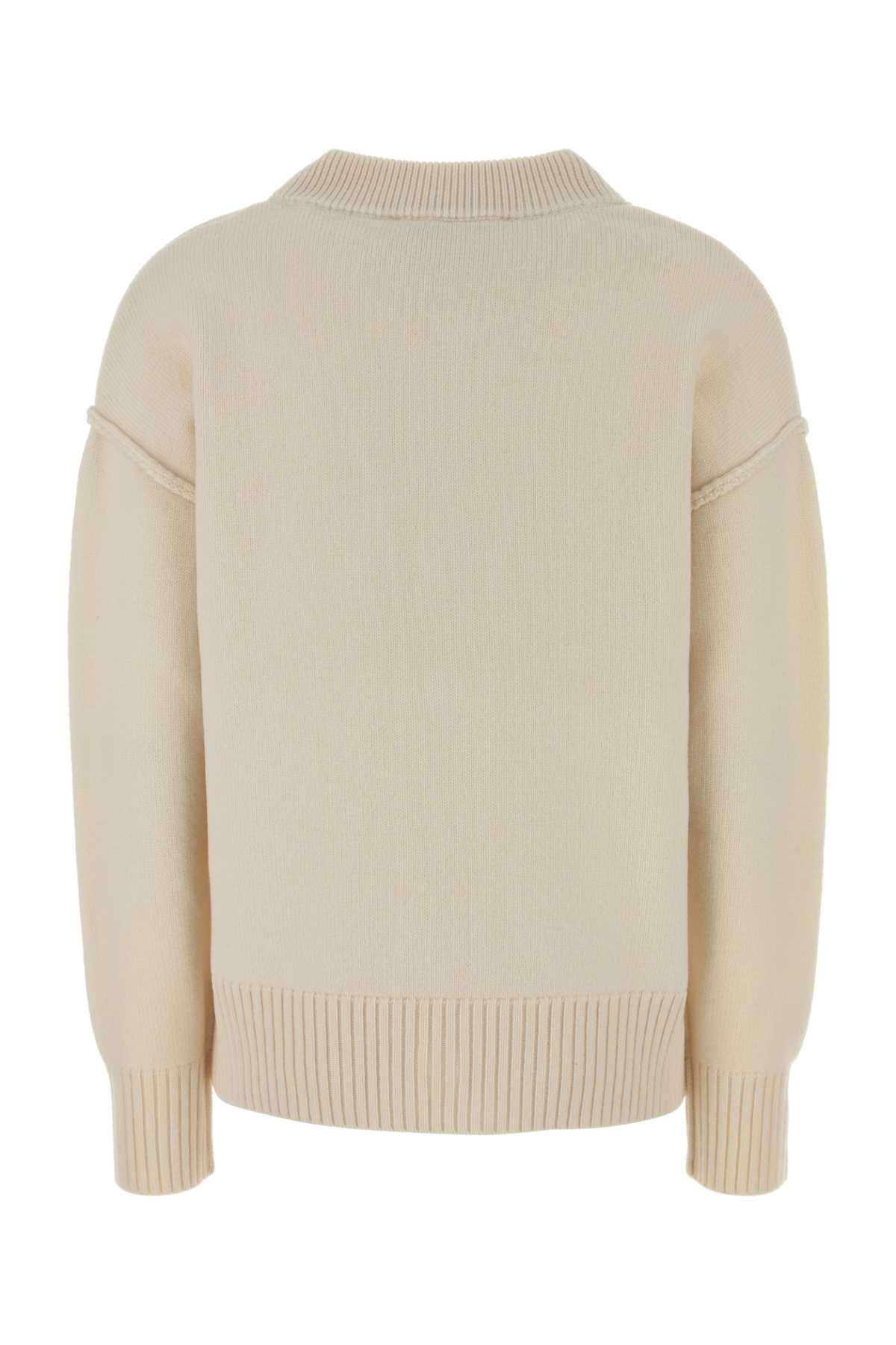 Ami Alexandre Mattiussi Ami Paris Ivory Wool Cardigan In White