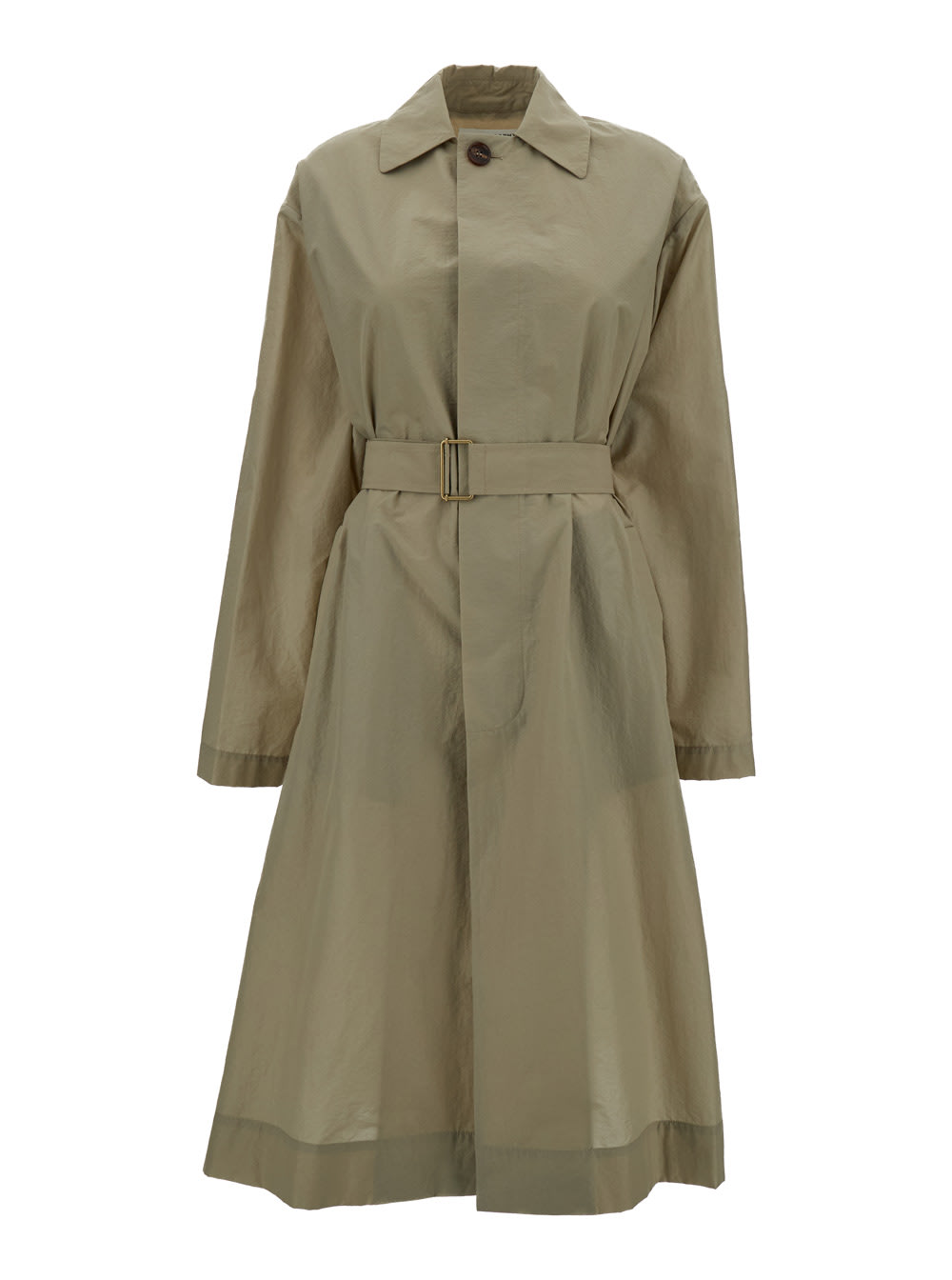 Olive Green Trench Coat With Buttons In Technical Fabric Woman
