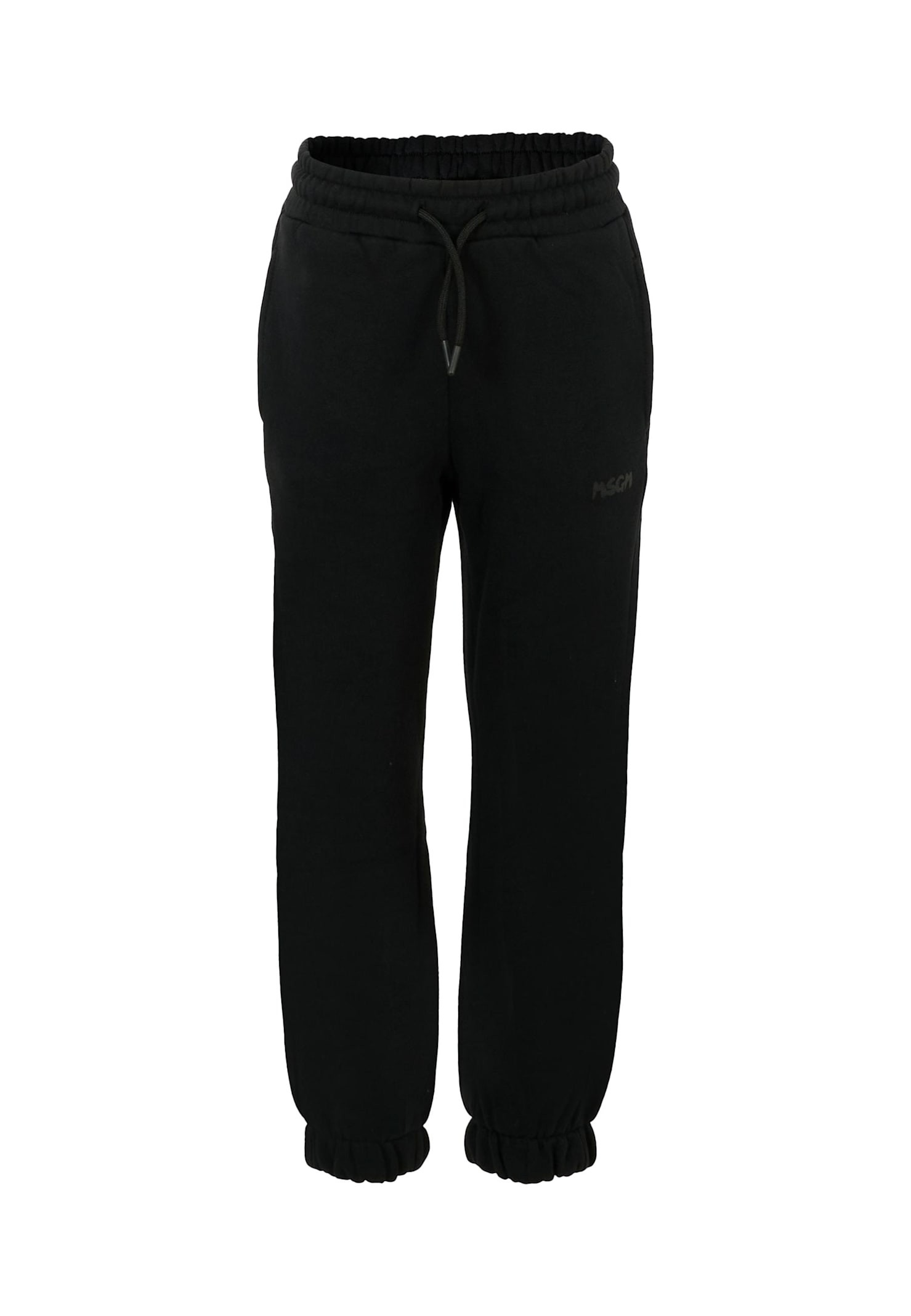 Msgm Black Sweatpants For Kids With Logo In Black