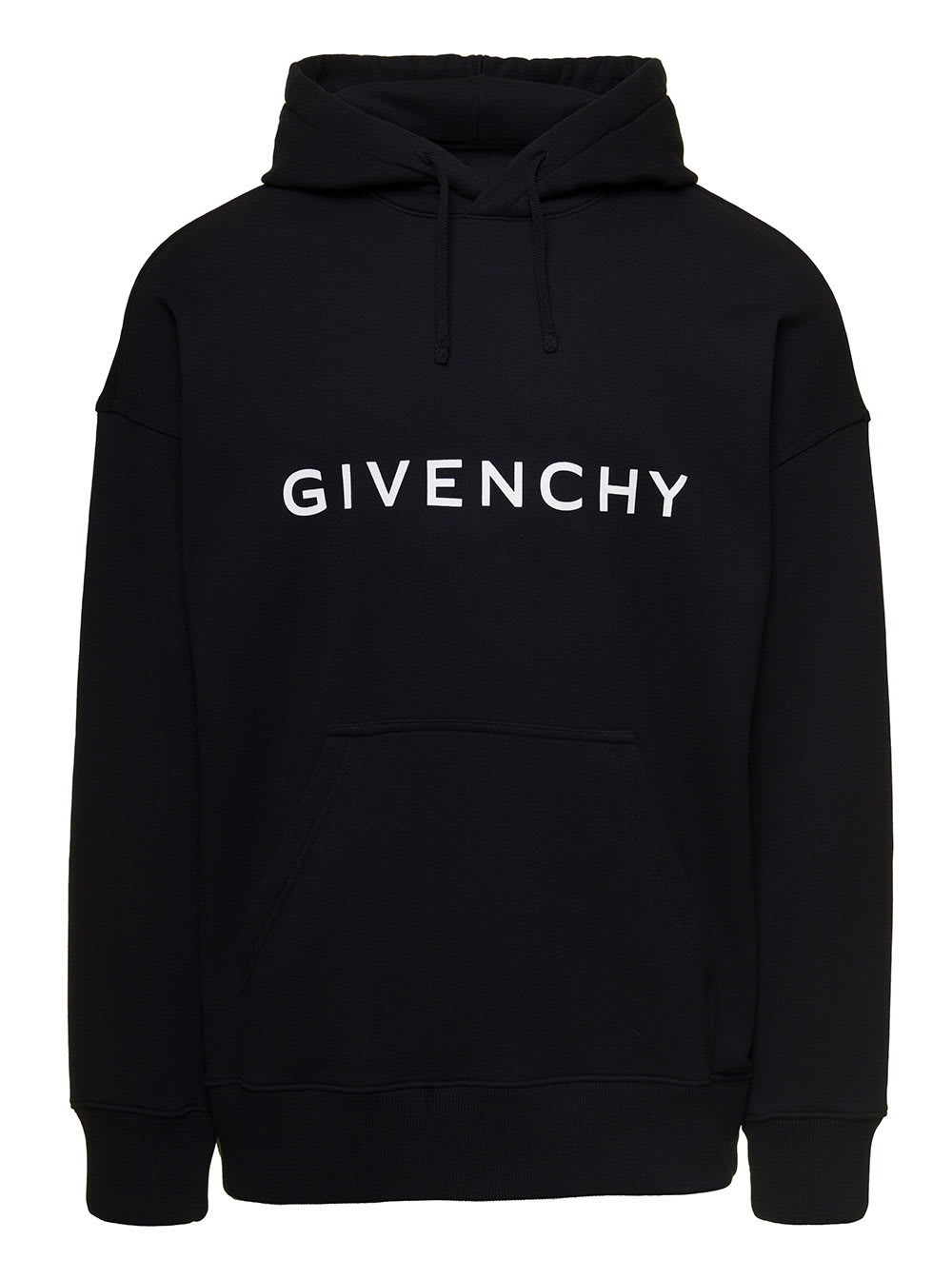 Shop Givenchy Black Hoodie With Contrasting Logo Lettering In Cotton Man