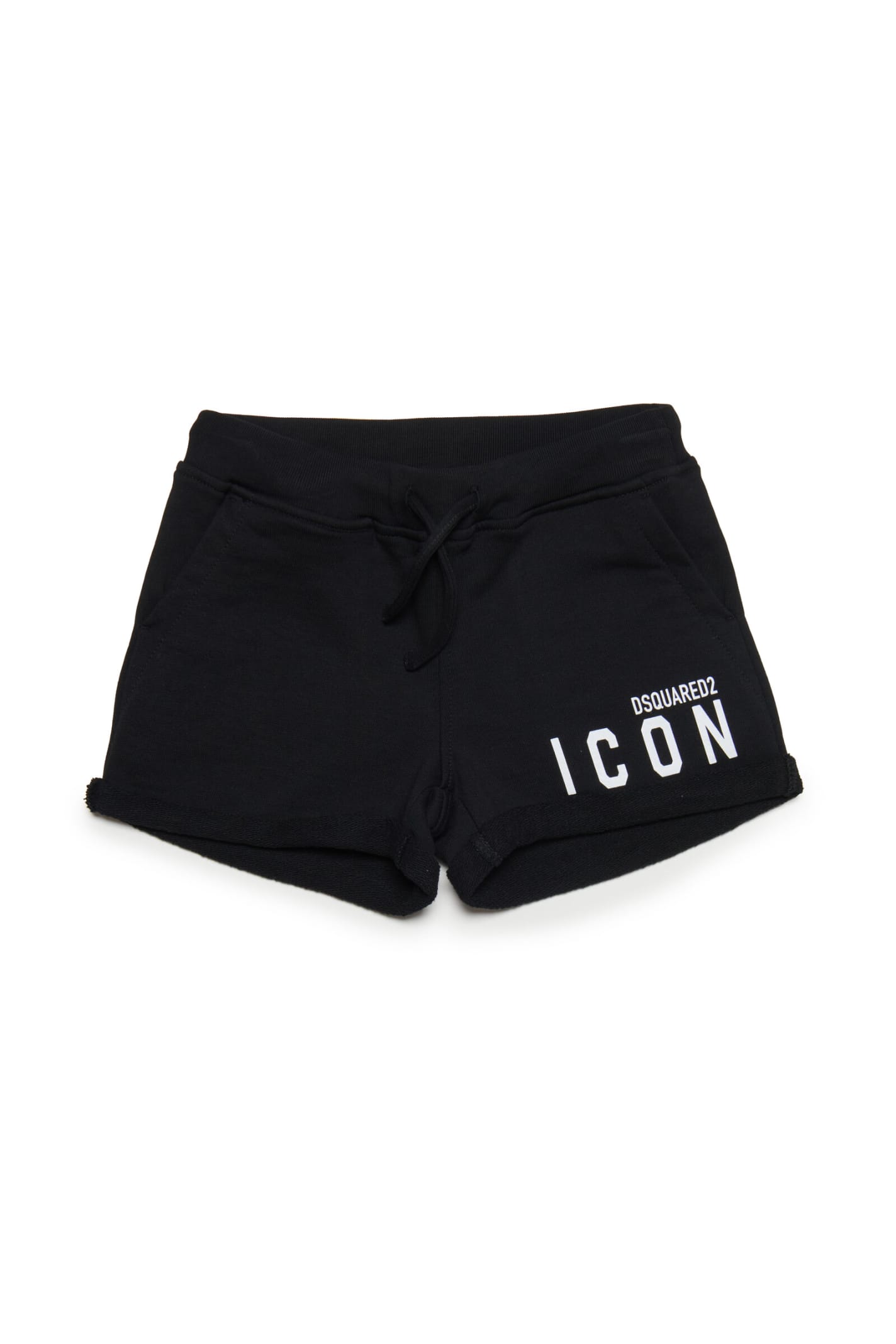 DSQUARED2 D2P603F-ICON SHORTS DSQUARED BLACK COTTON SHORTS WITH ICON LOGO
