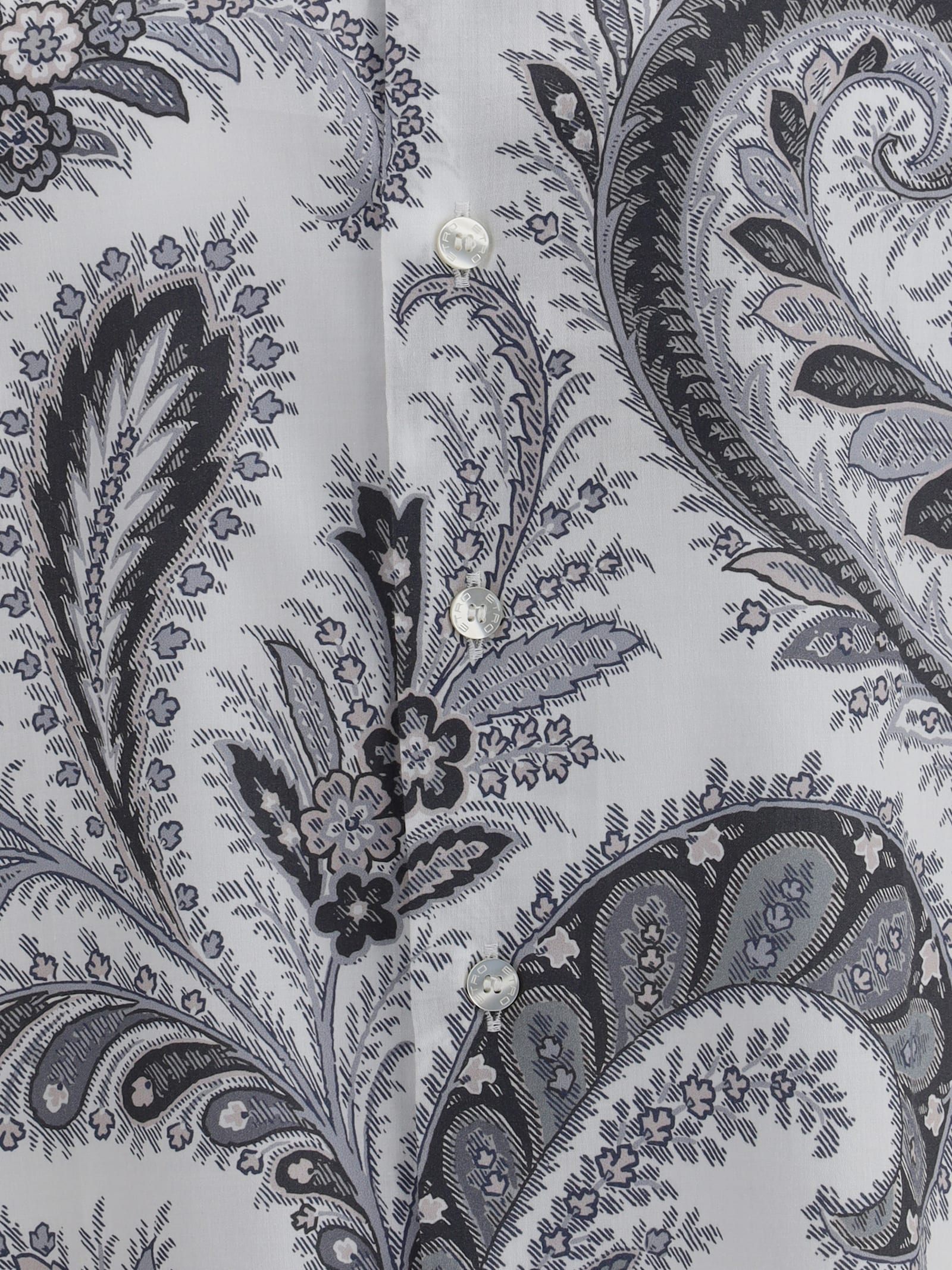 Etro Floral Paisley Button-up Shirt In Gray