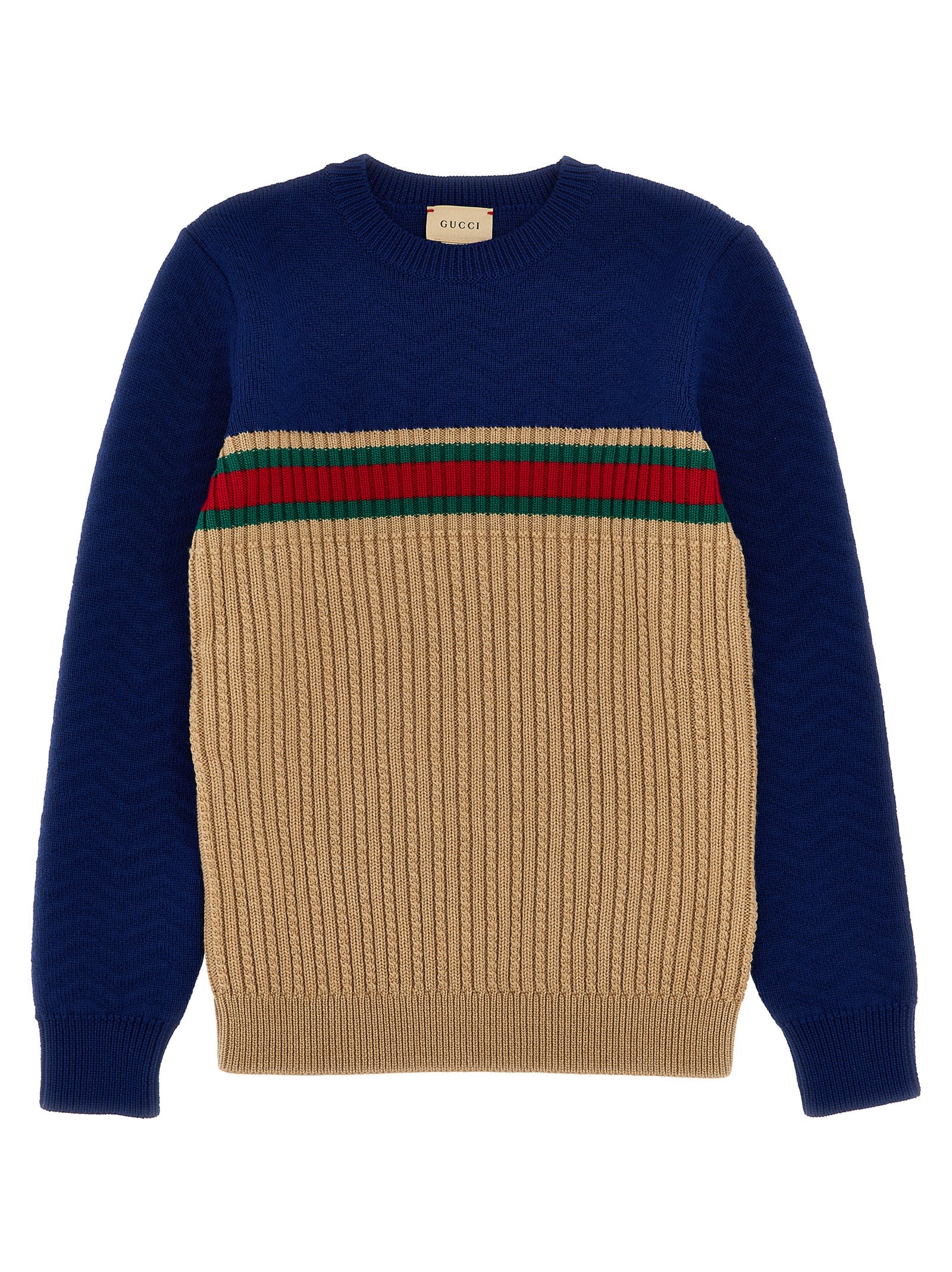 Gucci Wool Sweater With Web In Multicolor