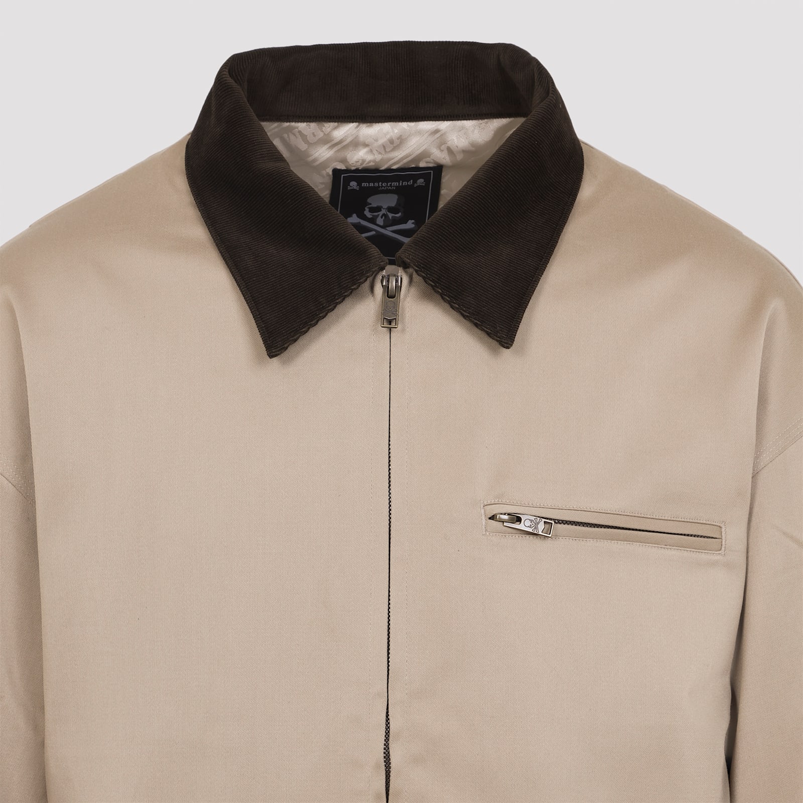 Mastermind Japan Mj Aviator Corduroy-collar Cotton Jacket In Gray
