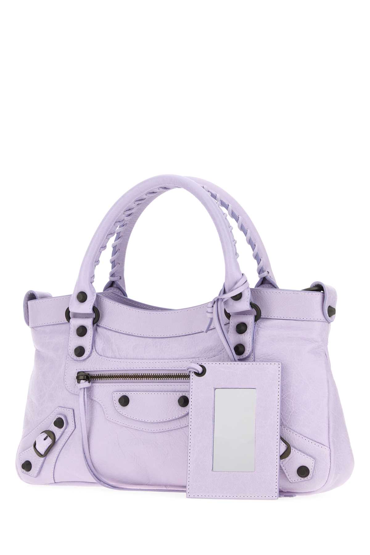 Balenciaga Lilac Leather Le City First Handbag In Purple
