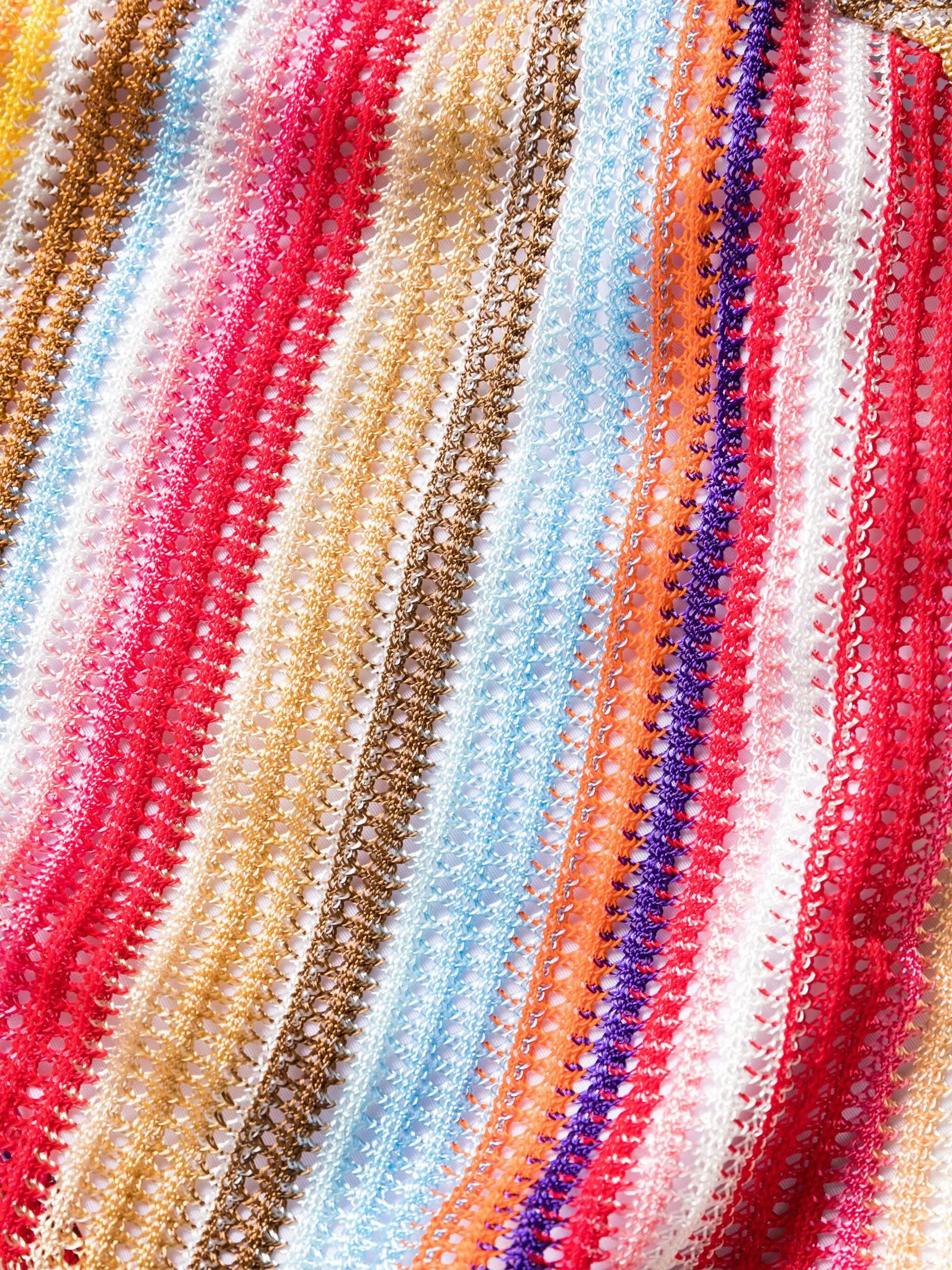 Shop Missoni Striped Open-knit Swimsuit In Multicolour