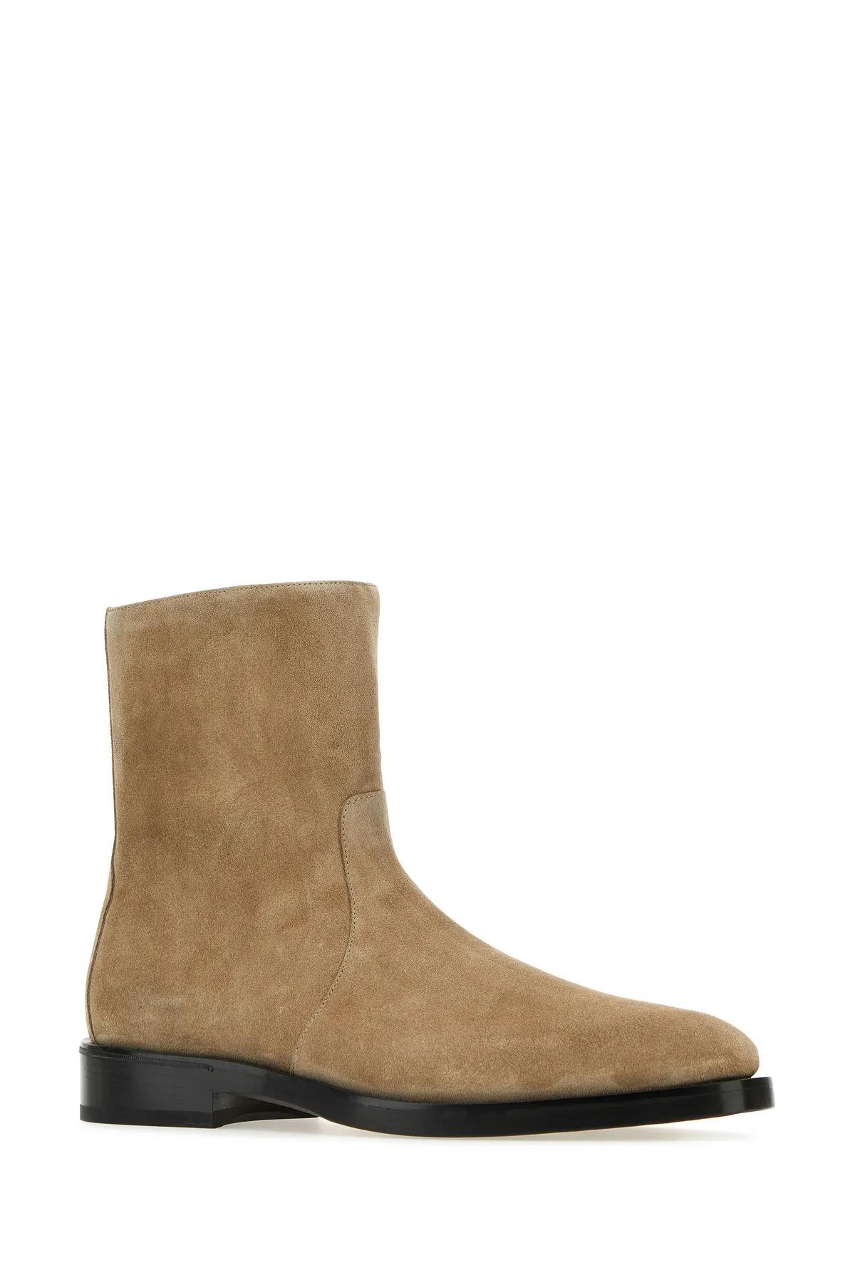 Shop Ferragamo Cappuccino Suede Gerald Ankle Boots In Beige